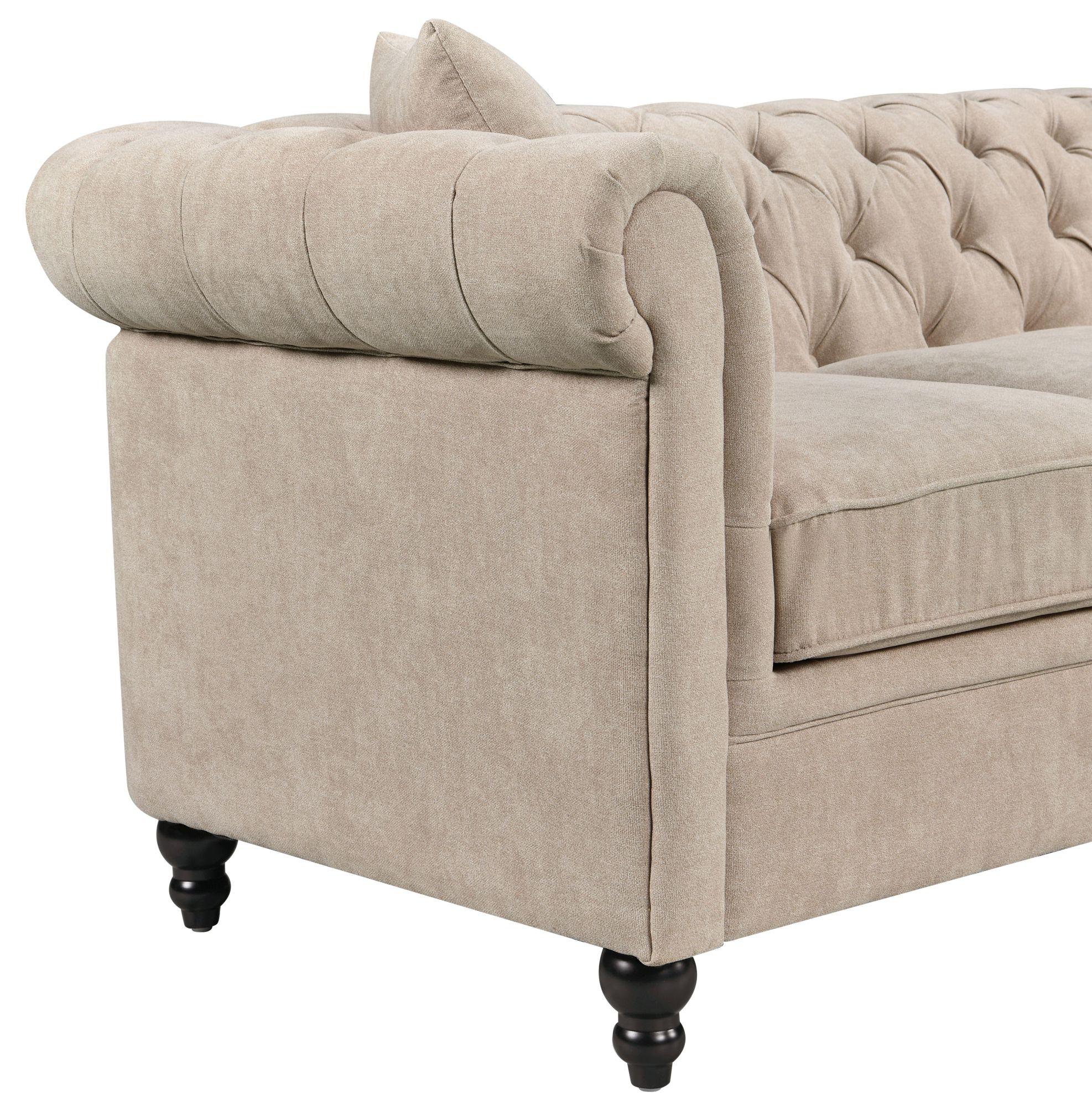 Product photograph of Chesterfield Beige Fabric 2 Seater Sofa from Choice Furniture Superstore.