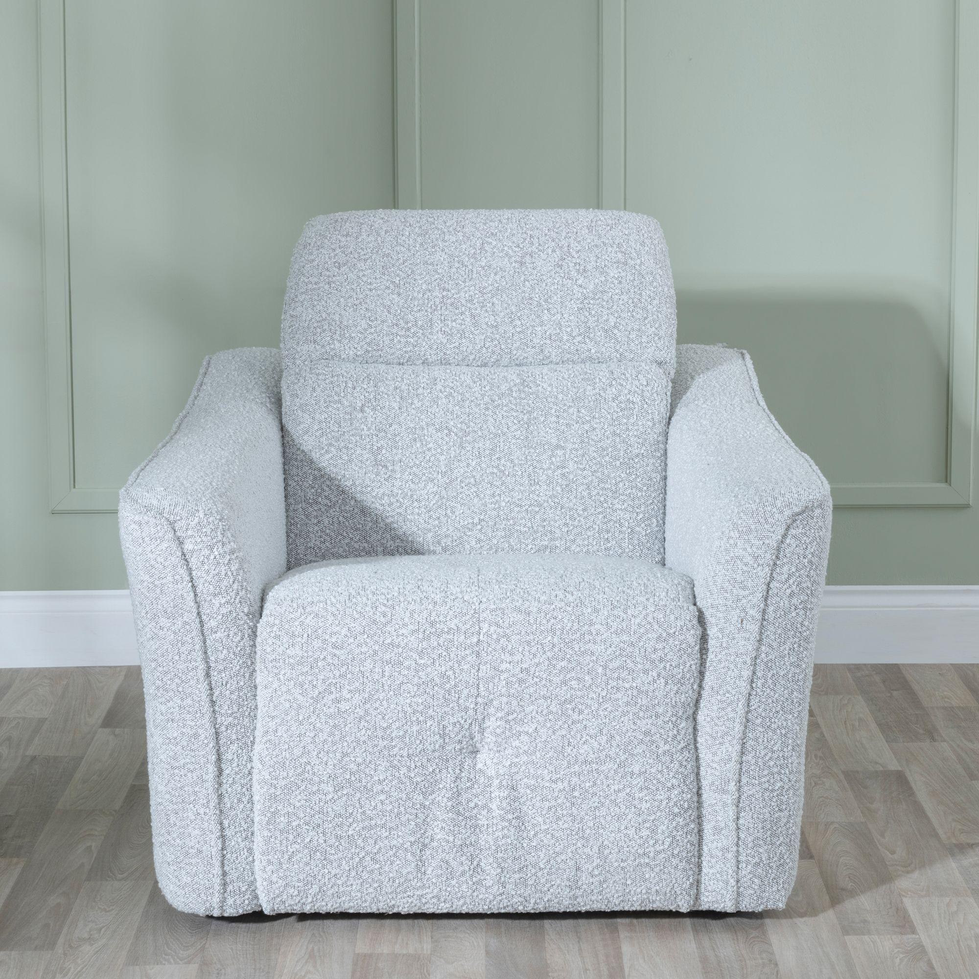 Product photograph of Inca Light Grey Teddy Fabric Electric Recliner Armchair from Choice Furniture Superstore.