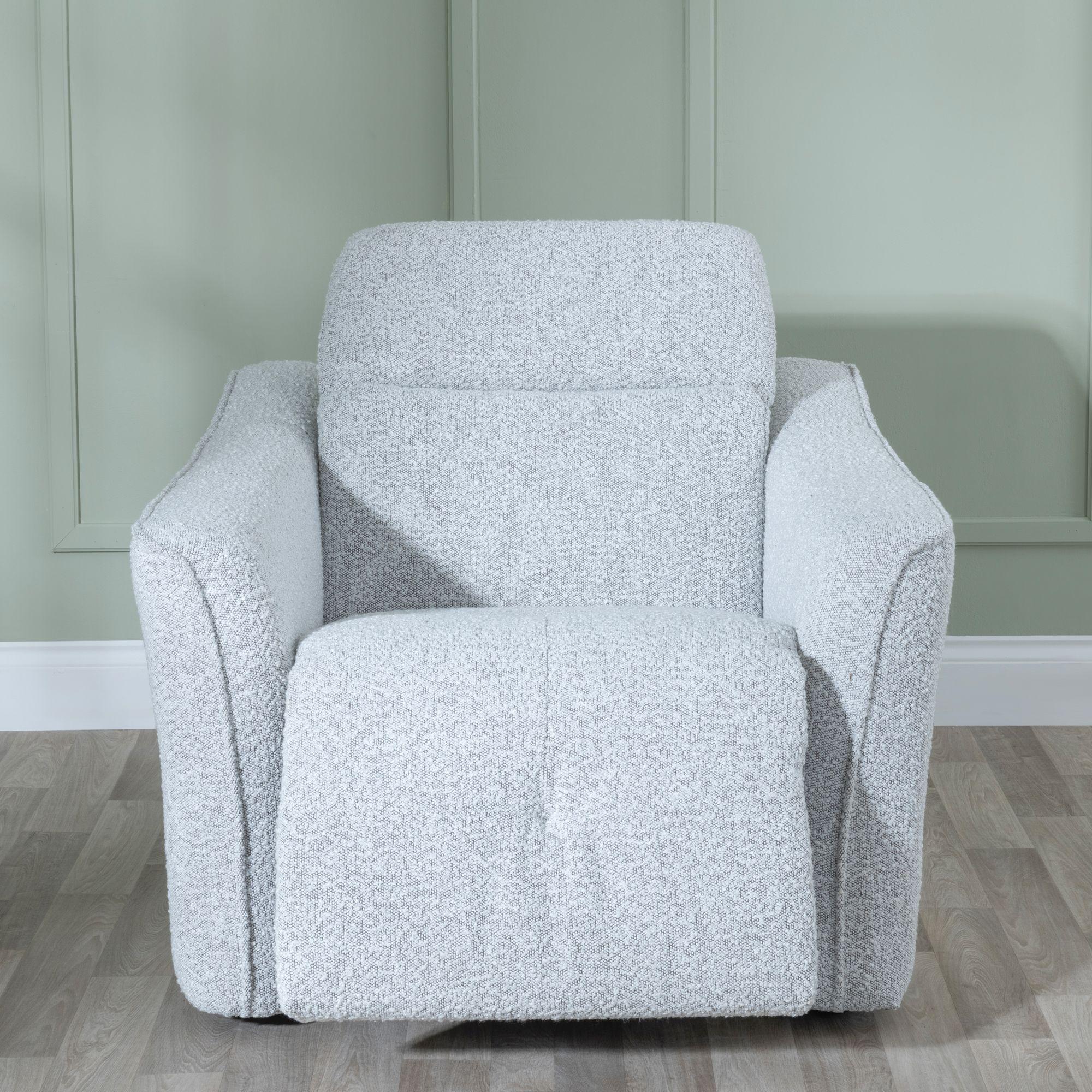 Product photograph of Inca Light Grey Teddy Fabric Electric Recliner Armchair from Choice Furniture Superstore.