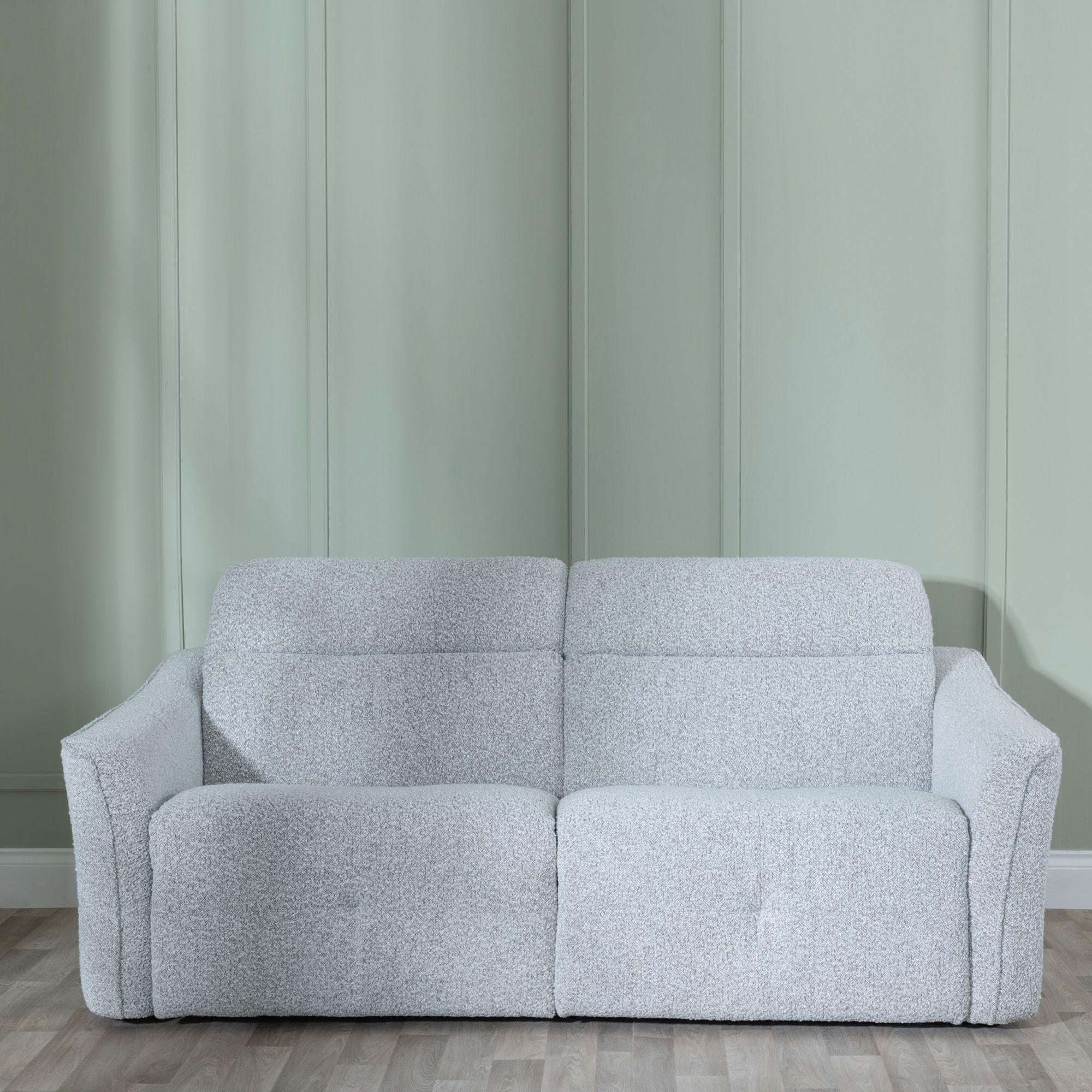 Product photograph of Inca Light Grey Teddy Fabric 3 Seater Electric Recliner Sofa from Choice Furniture Superstore.