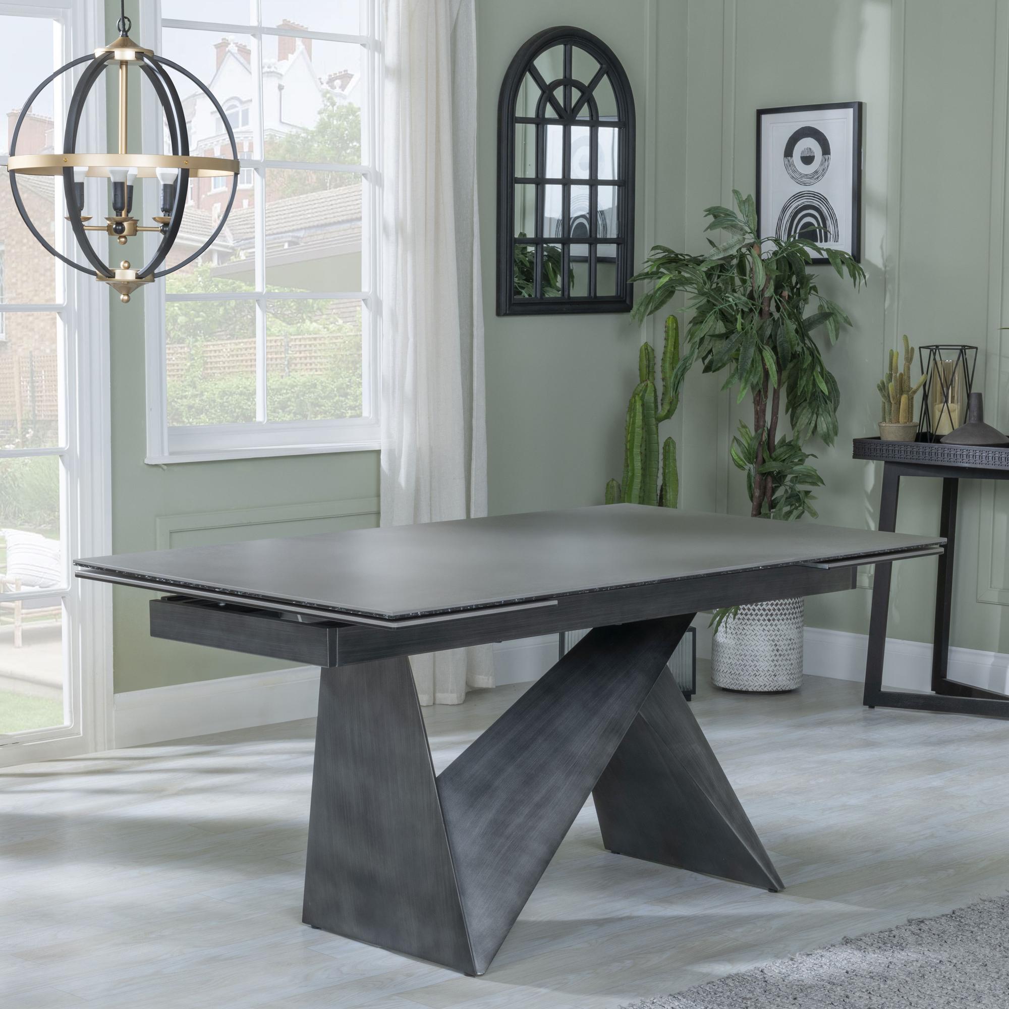 Product photograph of Garvin Dark Grey Ceramic Extending Dining Table - 160cm-240cm from Choice Furniture Superstore.