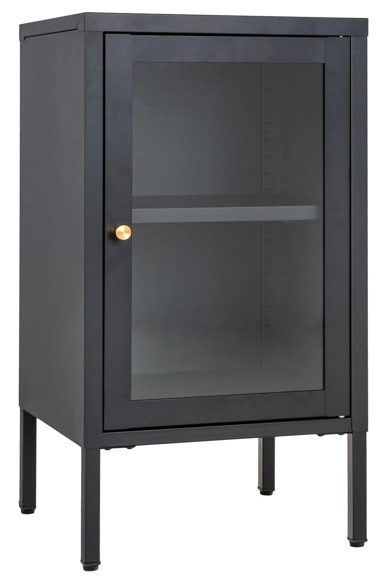 Product photograph of Yukon Glass And Black Metal 1 Door Cabinet from Choice Furniture Superstore.