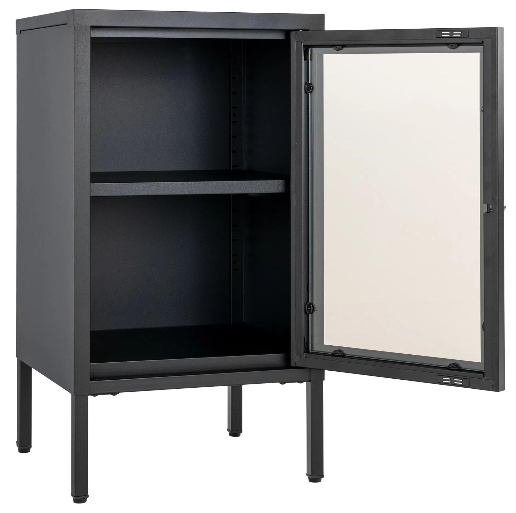 Product photograph of Yukon Glass And Black Metal 1 Door Cabinet from Choice Furniture Superstore.