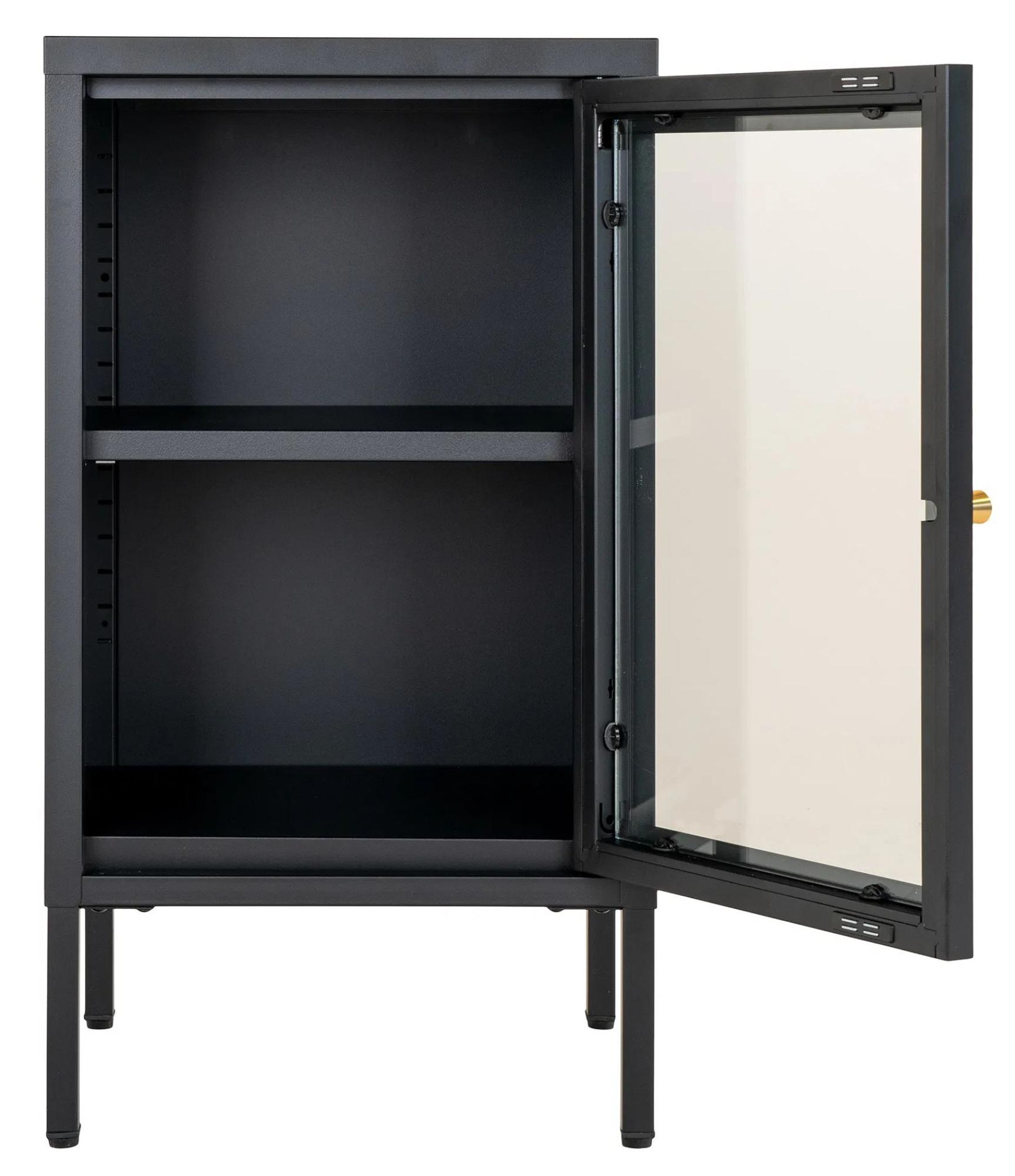 Product photograph of Yukon Glass And Black Metal 1 Door Cabinet from Choice Furniture Superstore.