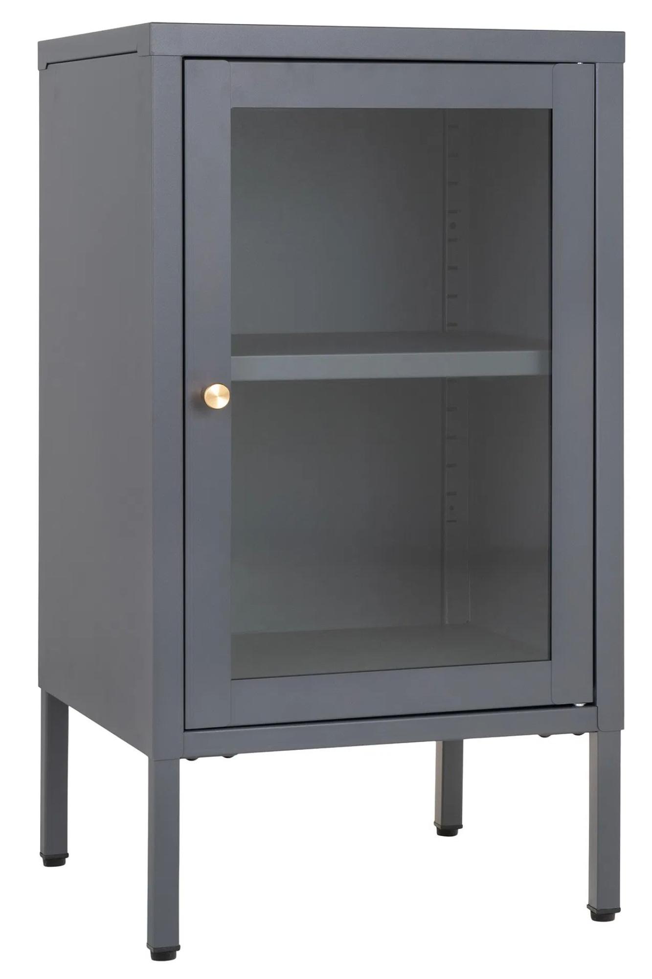 Product photograph of Yukon Glass And Grey Metal 1 Door Cabinet from Choice Furniture Superstore.