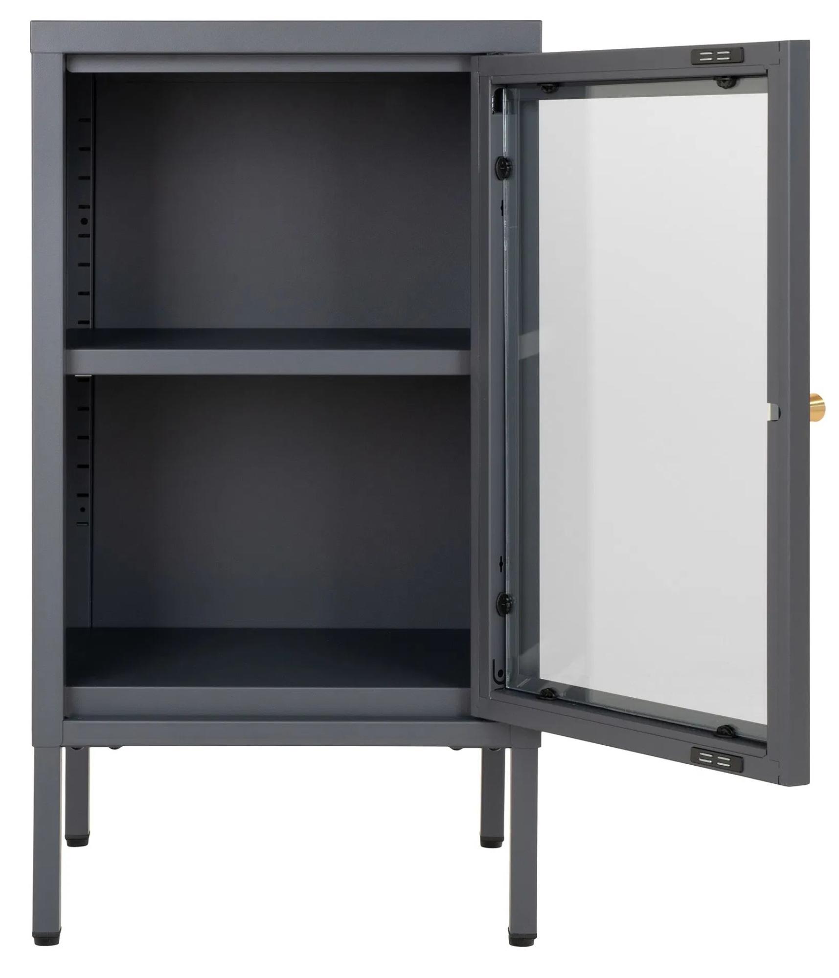 Product photograph of Yukon Glass And Grey Metal 1 Door Cabinet from Choice Furniture Superstore.