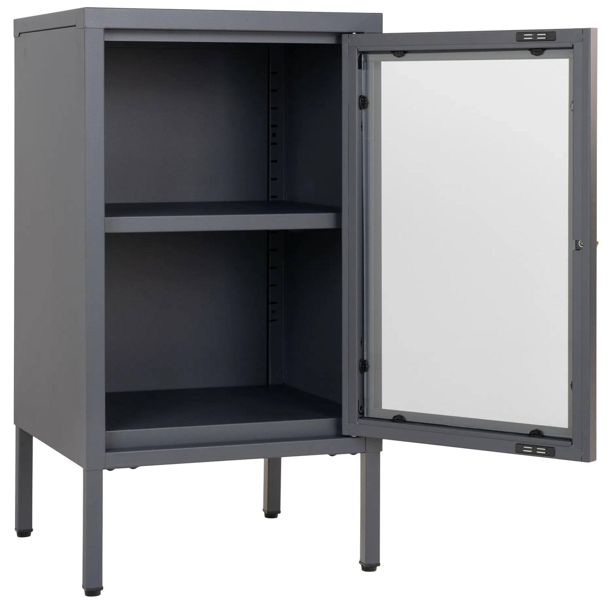 Product photograph of Yukon Glass And Grey Metal 1 Door Cabinet from Choice Furniture Superstore.