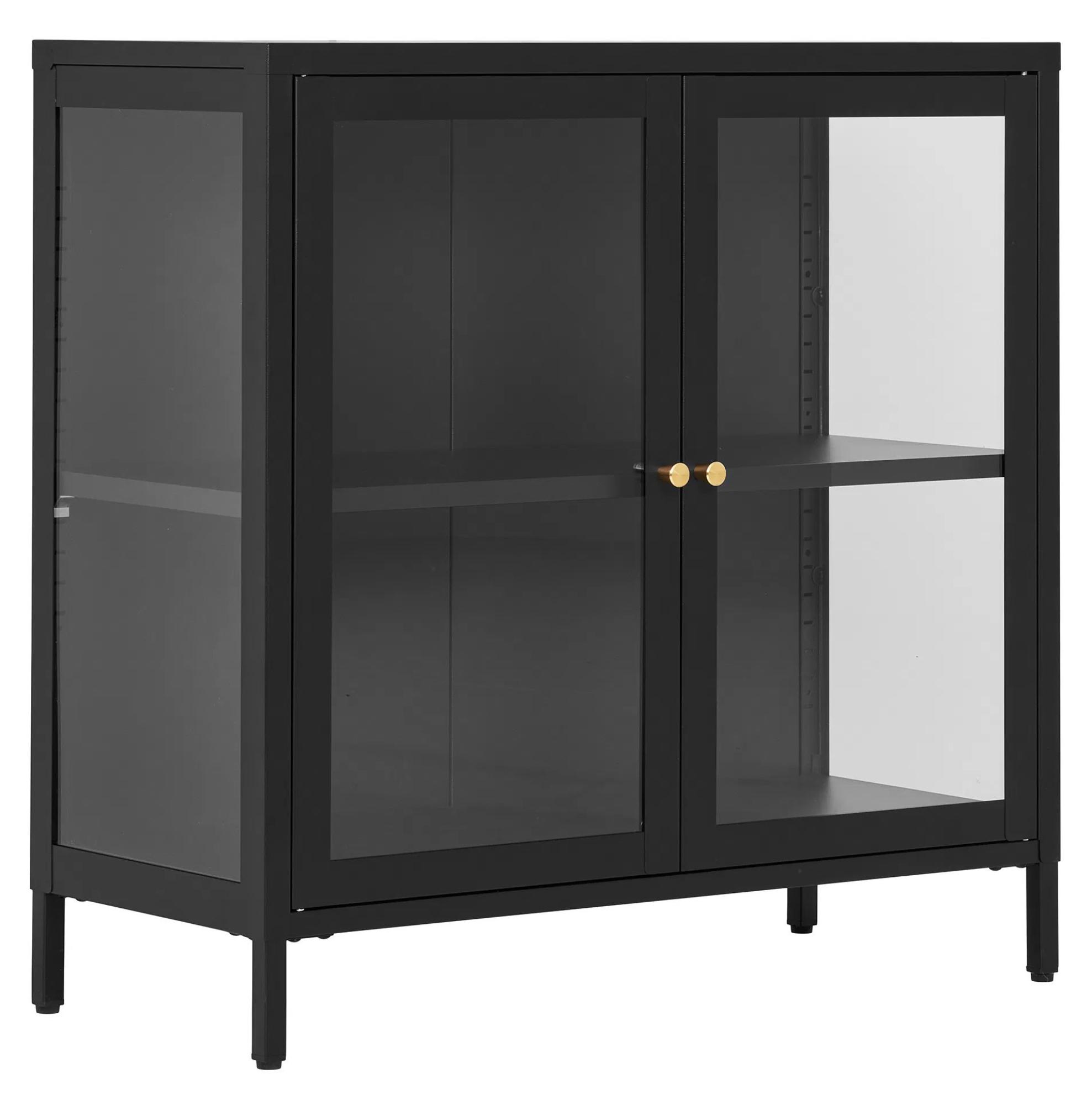 Product photograph of Yukon Glass And Black Metal 2 Door Cabinet from Choice Furniture Superstore.