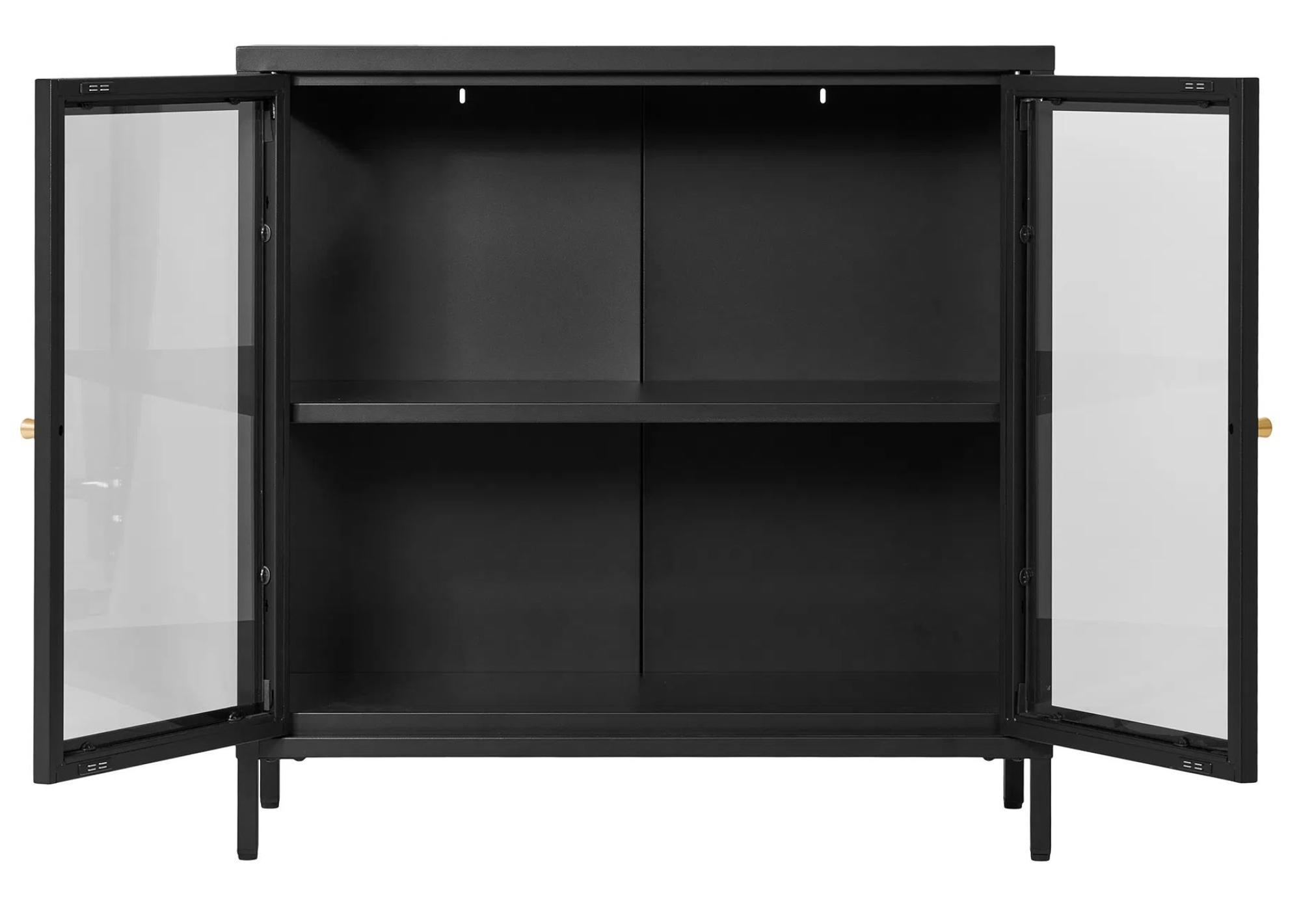 Product photograph of Yukon Glass And Black Metal 2 Door Cabinet from Choice Furniture Superstore.