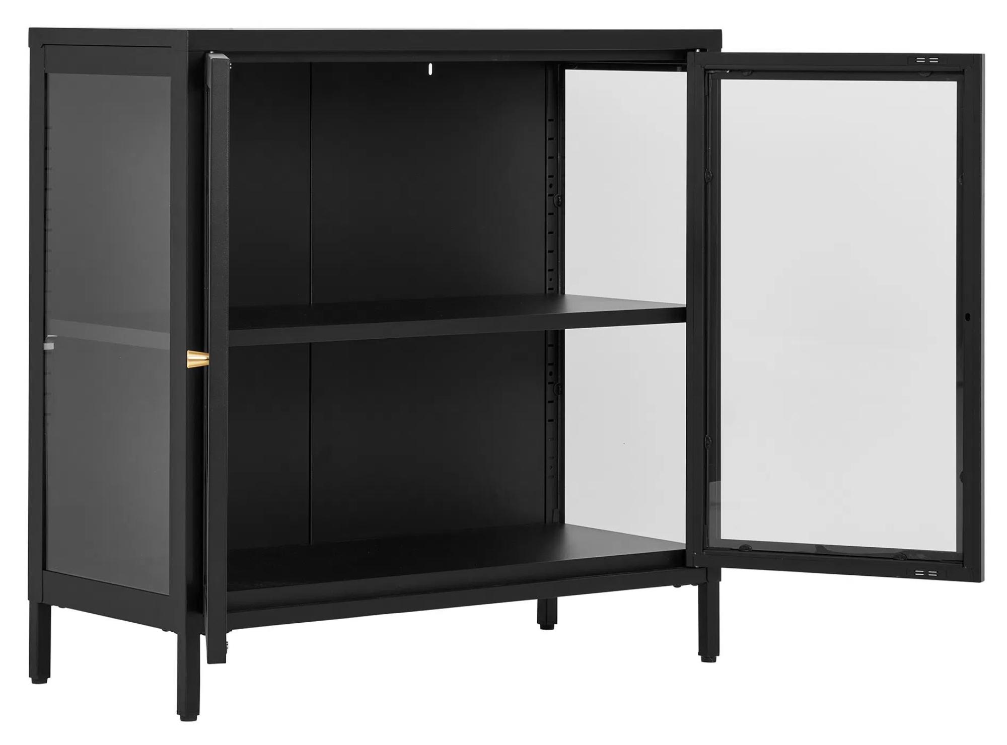 Product photograph of Yukon Glass And Black Metal 2 Door Cabinet from Choice Furniture Superstore.
