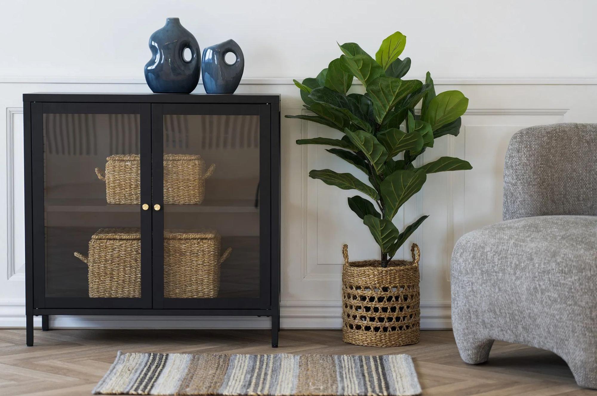 Product photograph of Yukon Glass And Black Metal 2 Door Cabinet from Choice Furniture Superstore.