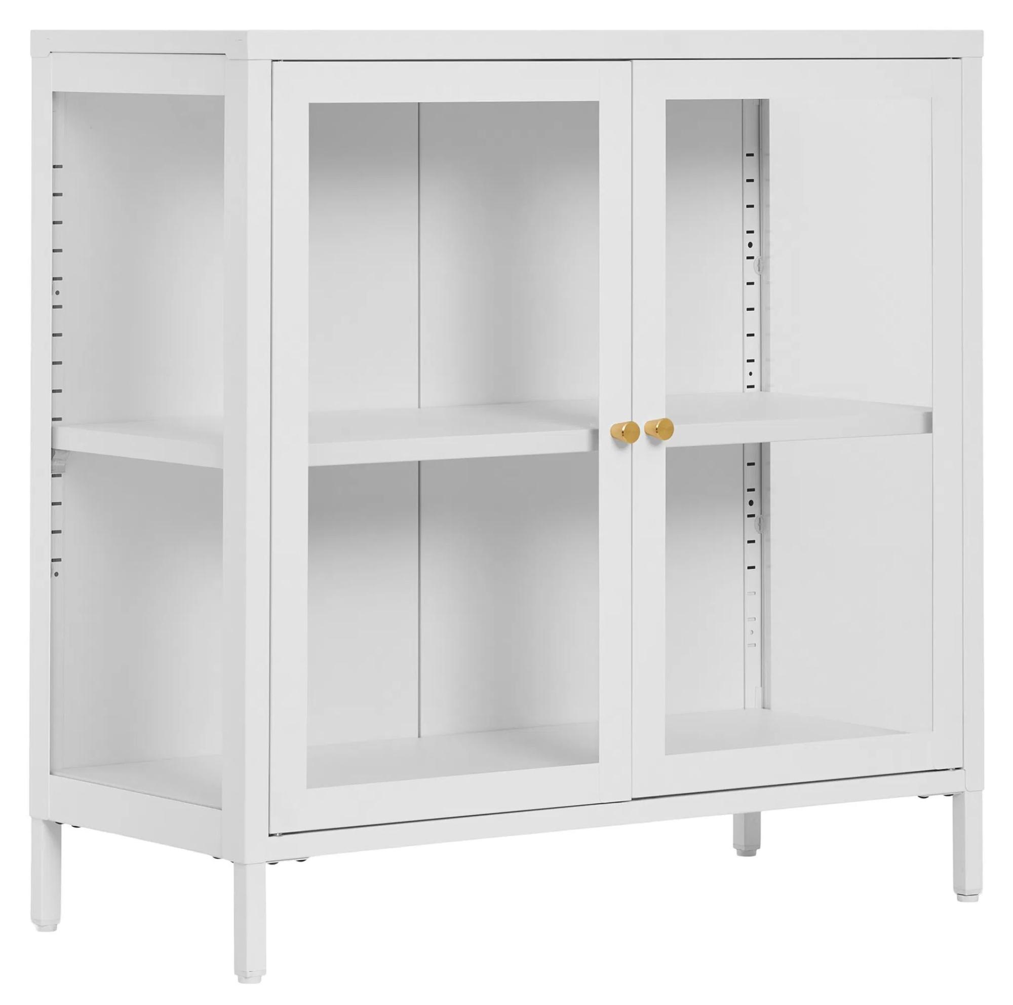 Product photograph of Yukon Glass And White Metal 2 Door Cabinet from Choice Furniture Superstore.