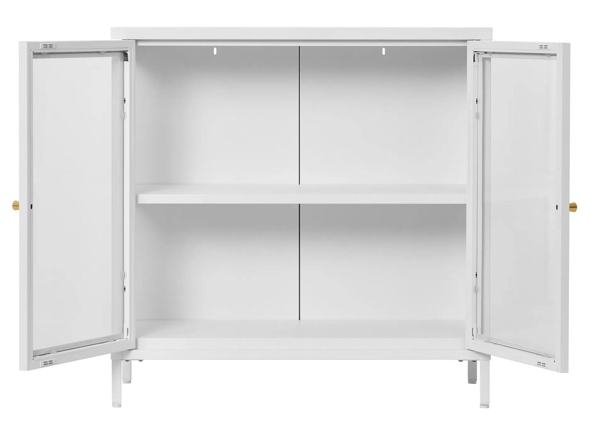 Product photograph of Yukon Glass And White Metal 2 Door Cabinet from Choice Furniture Superstore.