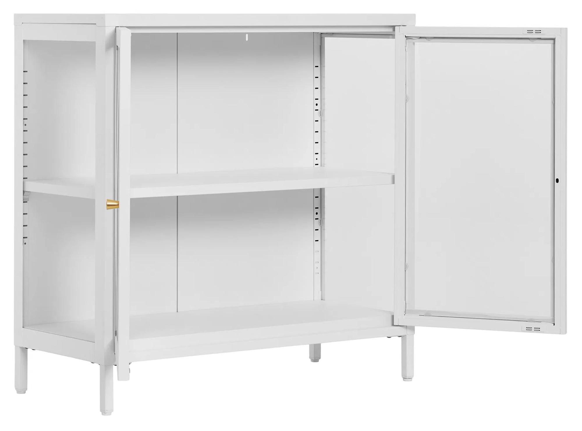 Product photograph of Yukon Glass And White Metal 2 Door Cabinet from Choice Furniture Superstore.