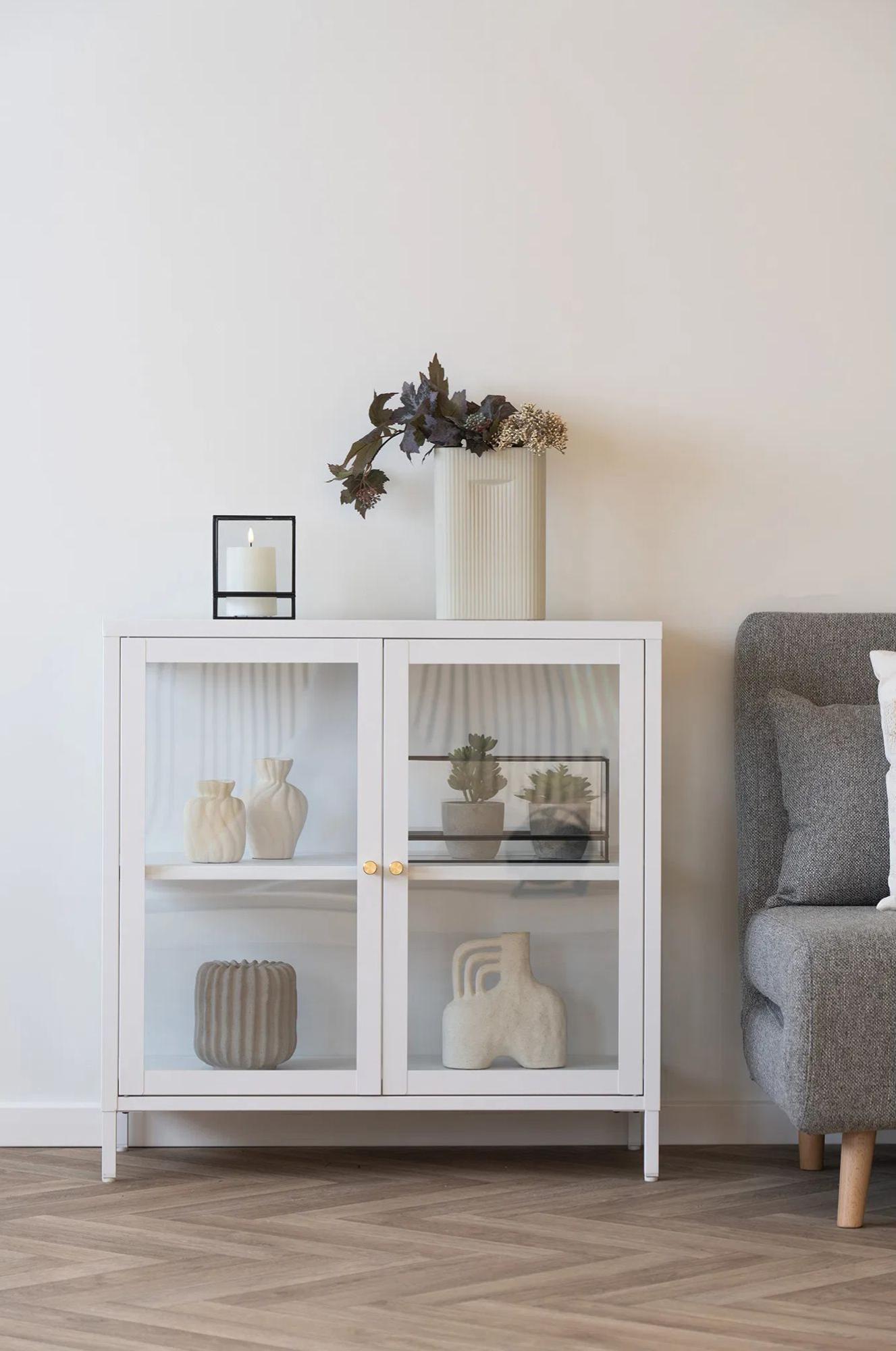 Product photograph of Yukon Glass And White Metal 2 Door Cabinet from Choice Furniture Superstore.