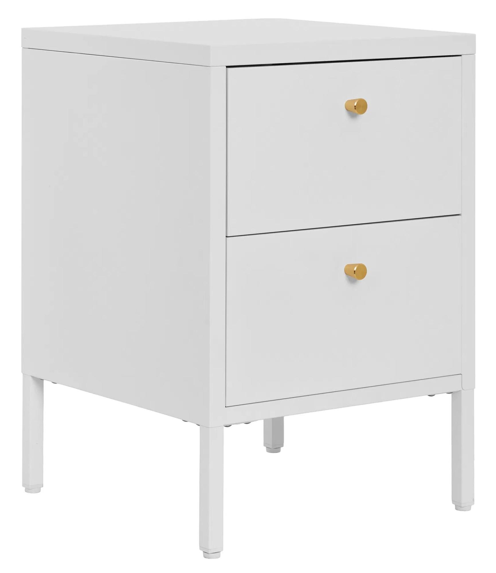 Product photograph of Yukon White Metal 2 Drawer Bedside Cabinet from Choice Furniture Superstore.