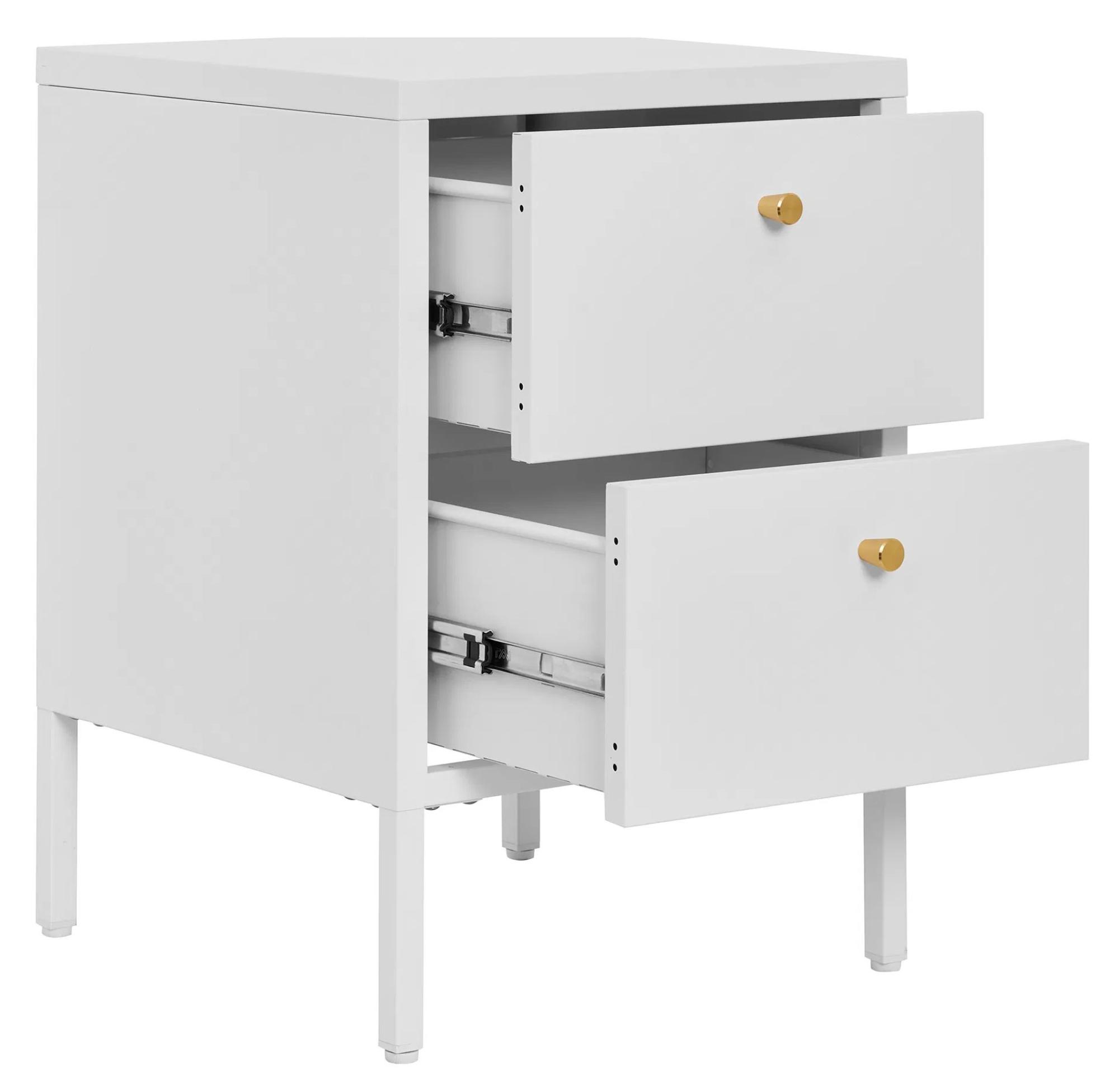 Product photograph of Yukon White Metal 2 Drawer Bedside Cabinet from Choice Furniture Superstore.