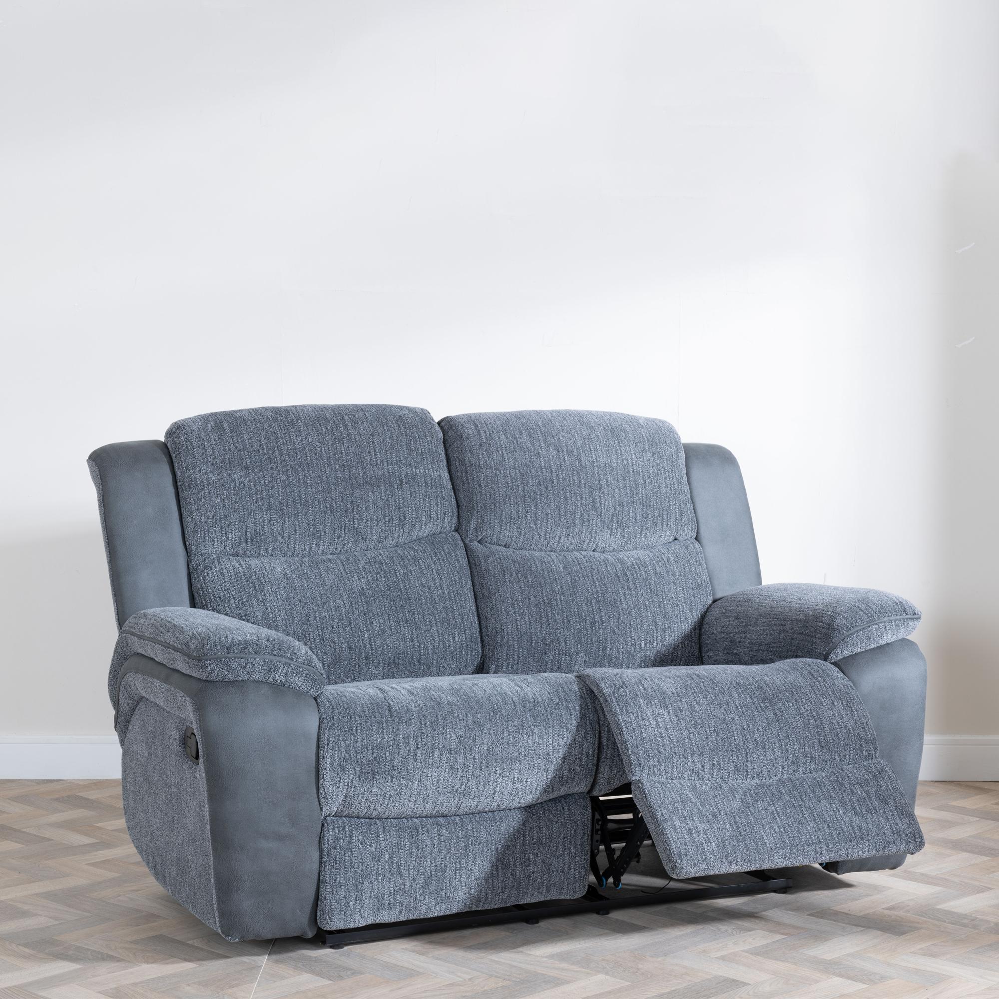 Product photograph of Legend Grey Fabric 2 Seater Recliner Sofa from Choice Furniture Superstore.