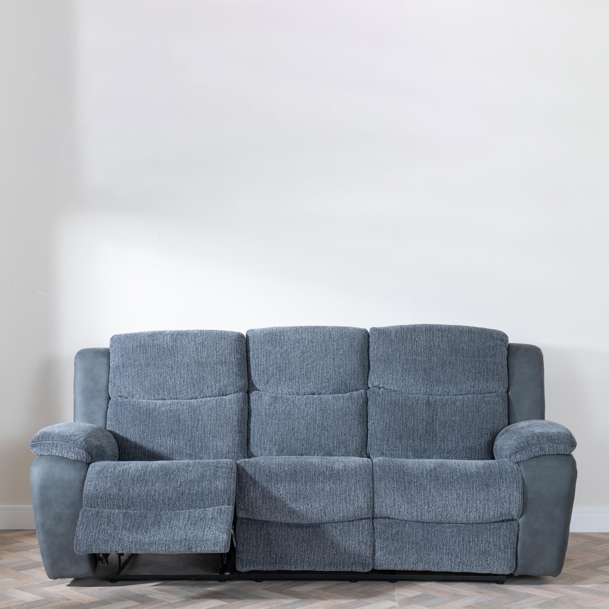 Product photograph of Legend Grey Fabric 3 Seater Recliner Sofa from Choice Furniture Superstore.