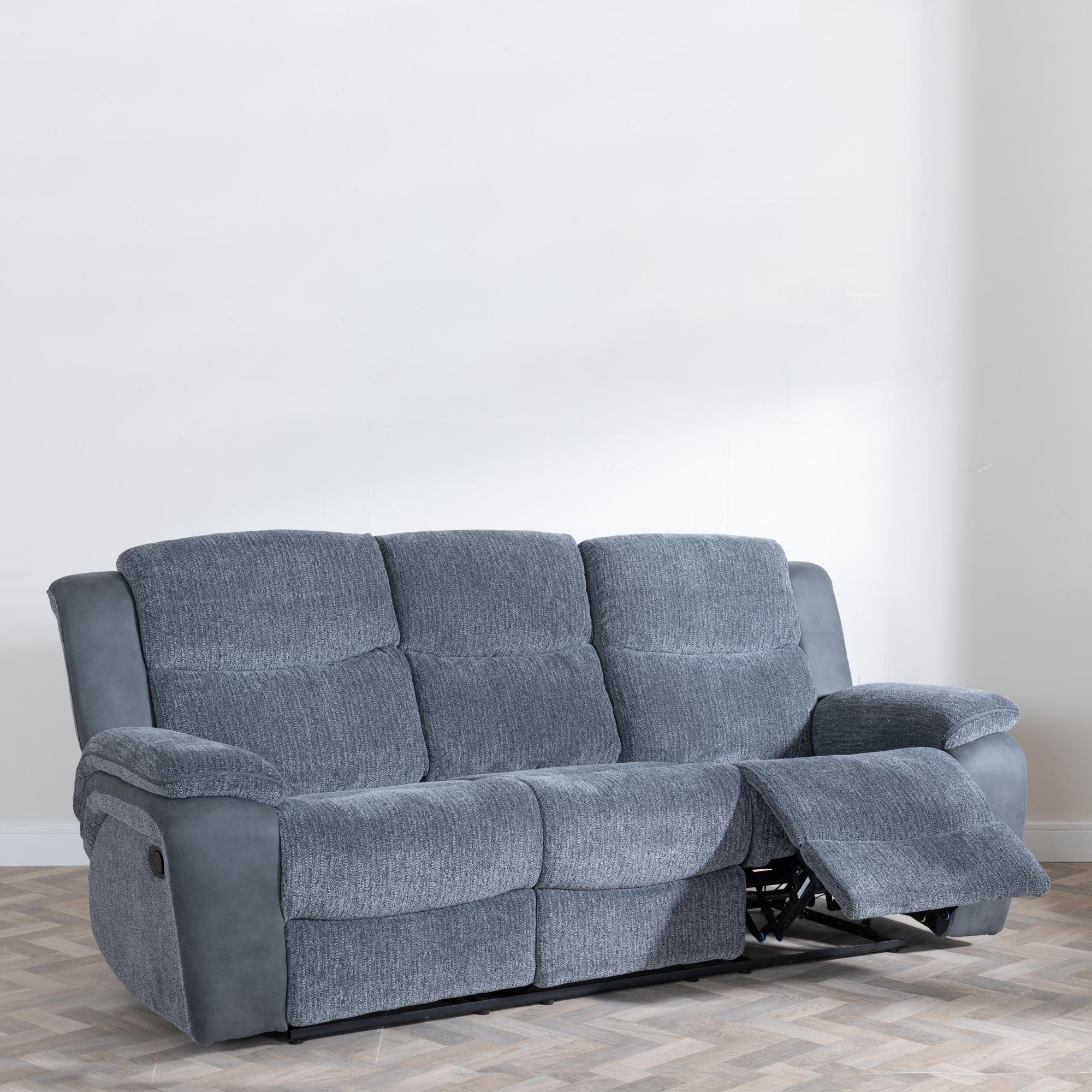 Product photograph of Legend Grey Fabric 3 Seater Recliner Sofa from Choice Furniture Superstore.