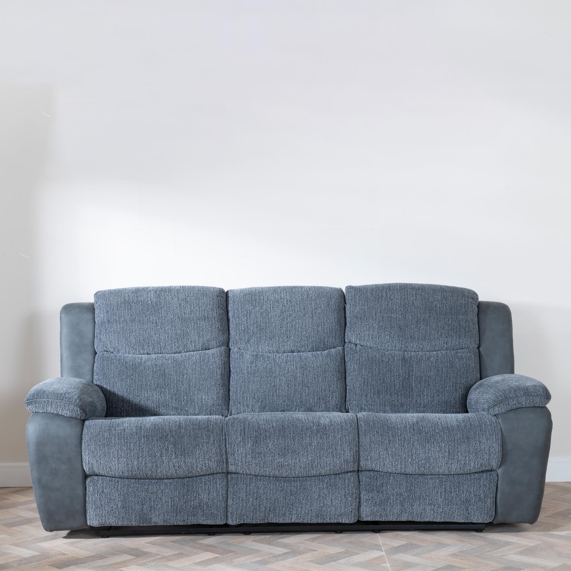 Product photograph of Legend Grey Fabric 3 Seater Recliner Sofa from Choice Furniture Superstore.