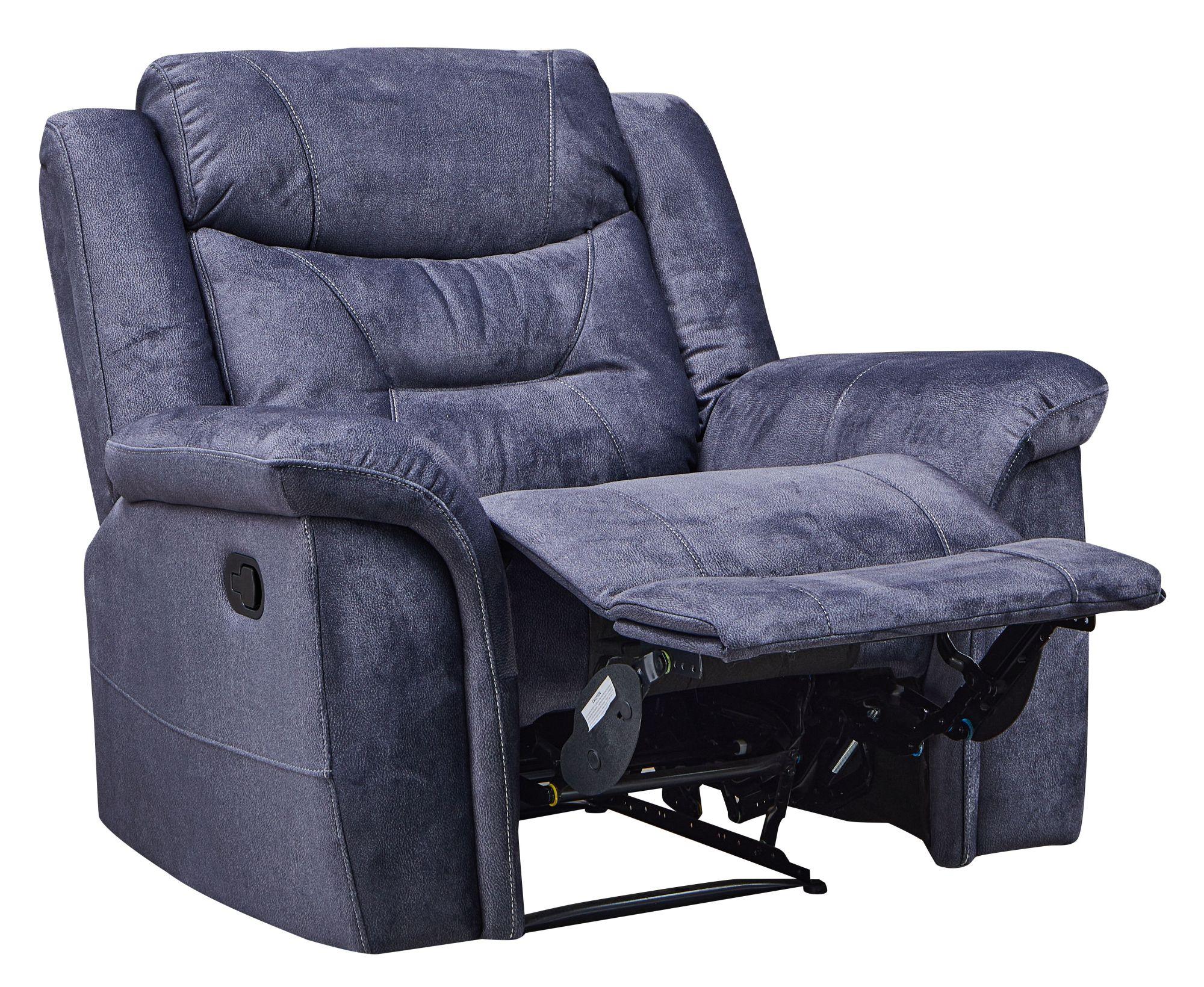 Product photograph of Dudley Silvano Blue Fabric Recliner Armchair from Choice Furniture Superstore.