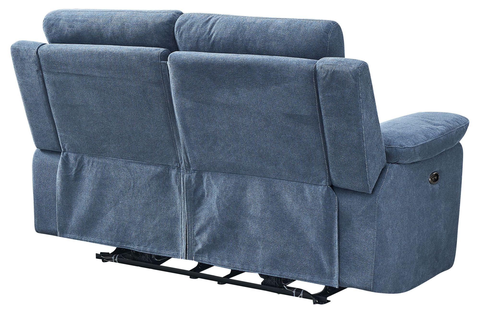 Product photograph of Augusta Ancona Blue Fabric 2 Seater Electric Recliner Sofa from Choice Furniture Superstore.