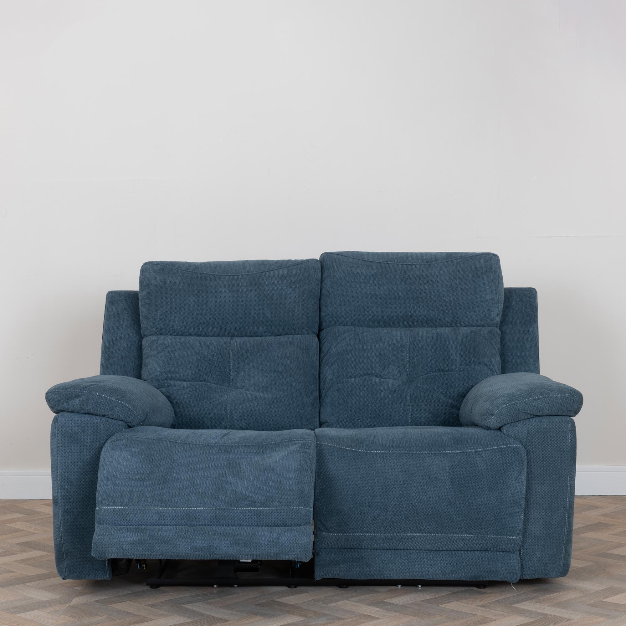 Product photograph of Augusta Ancona Blue Fabric 2 Seater Electric Recliner Sofa from Choice Furniture Superstore.