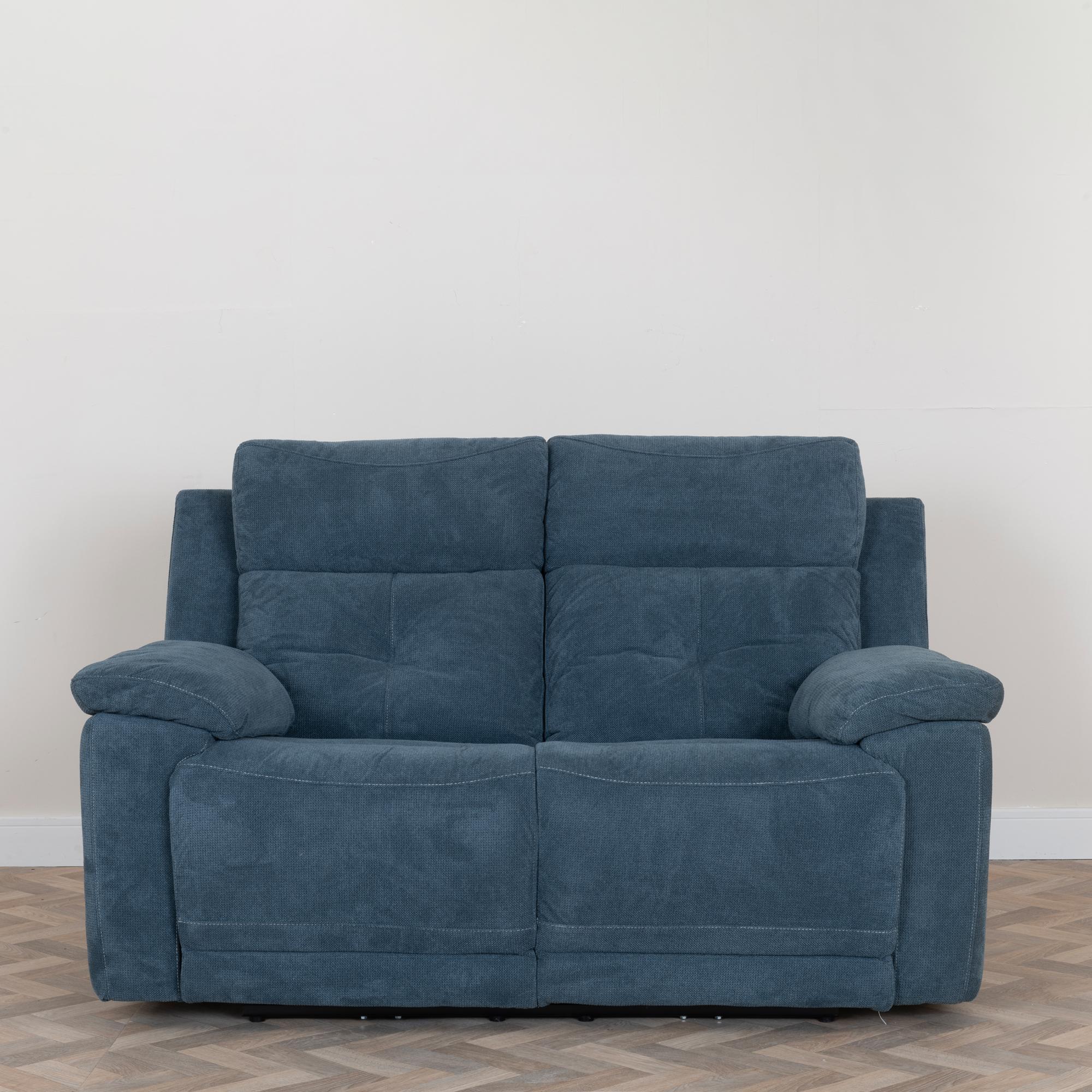 Product photograph of Augusta Ancona Blue Fabric 2 Seater Electric Recliner Sofa from Choice Furniture Superstore.