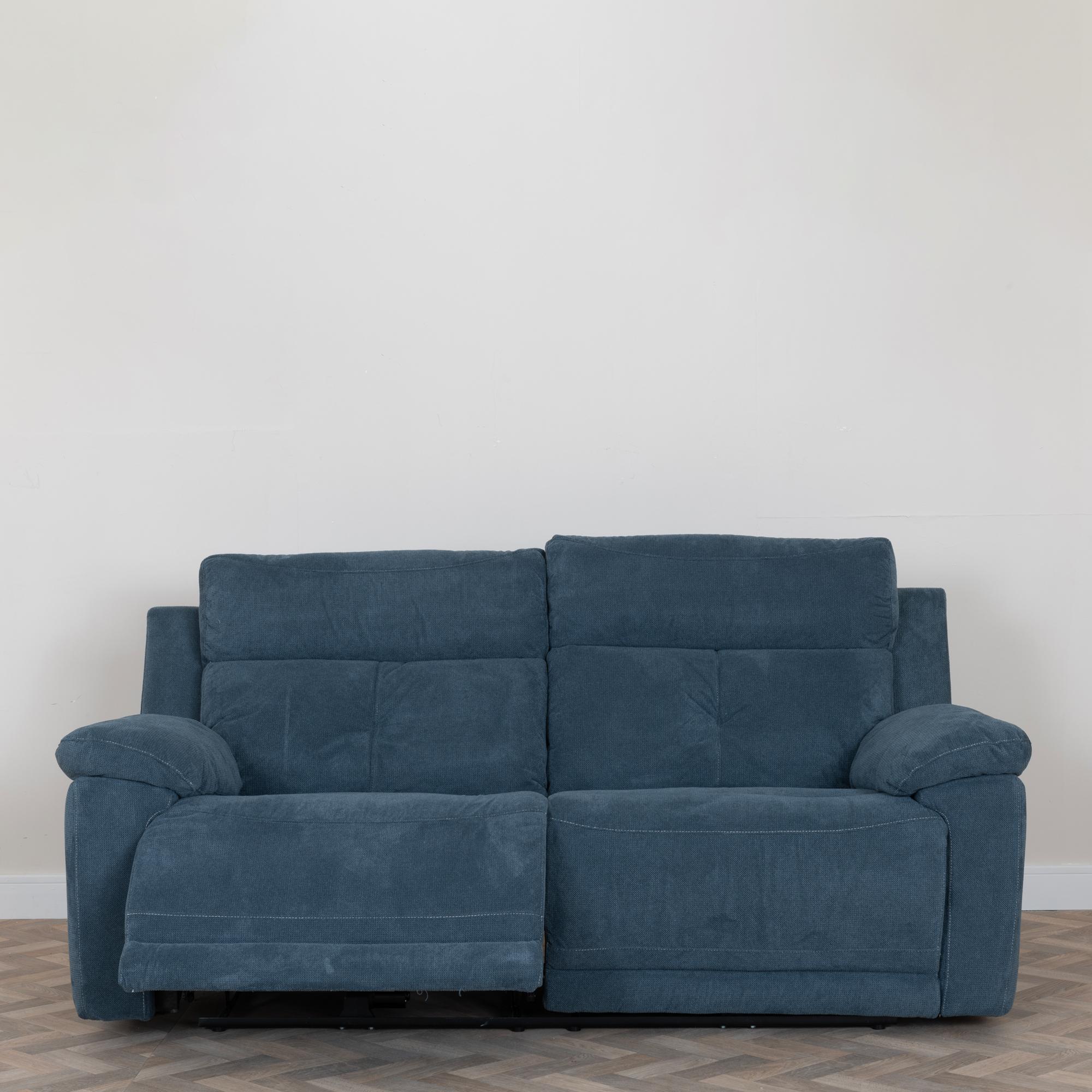 Product photograph of Augusta Ancona Blue Fabric 3 Seater Electric Recliner Sofa from Choice Furniture Superstore.