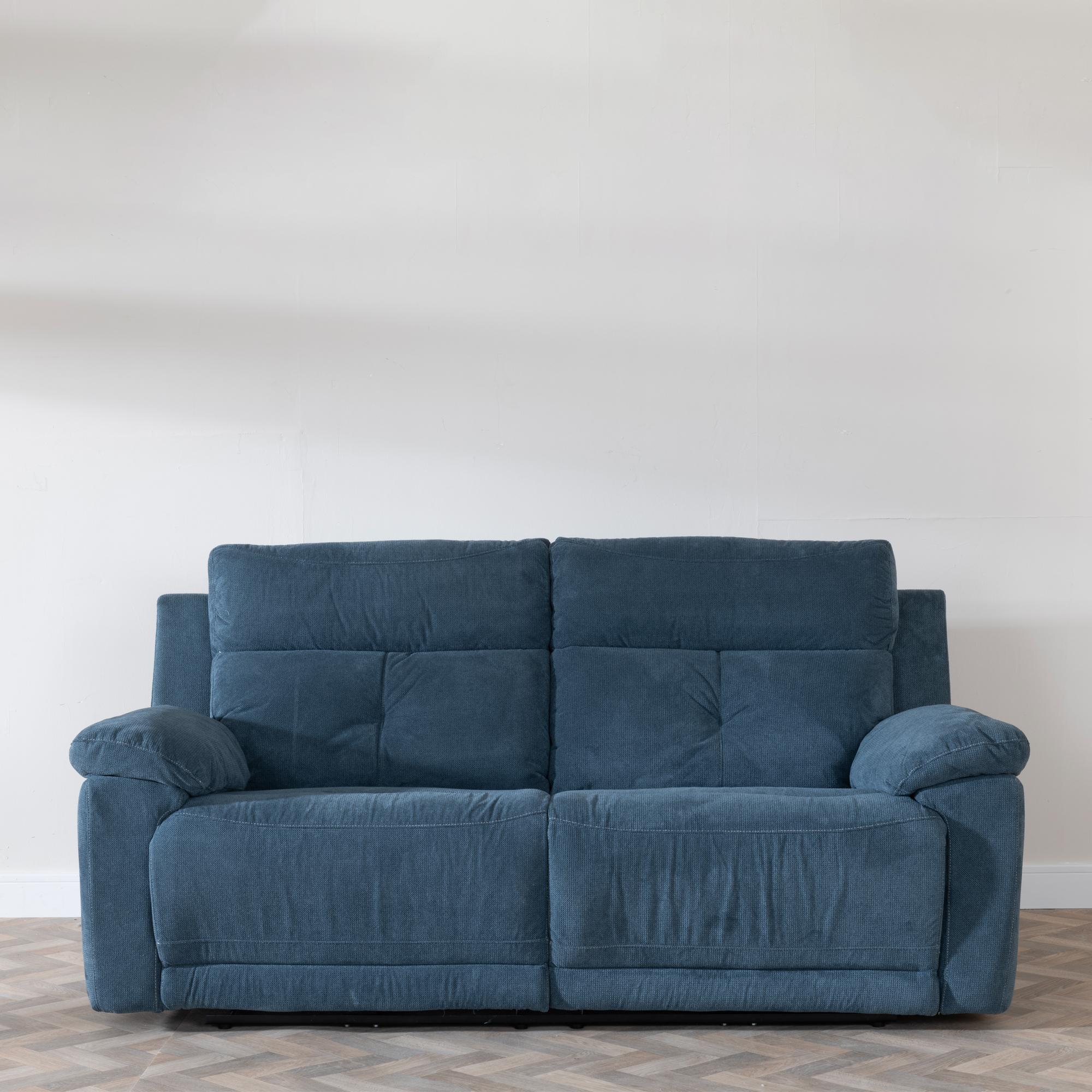 Product photograph of Augusta Ancona Blue Fabric 3 Seater Electric Recliner Sofa from Choice Furniture Superstore.