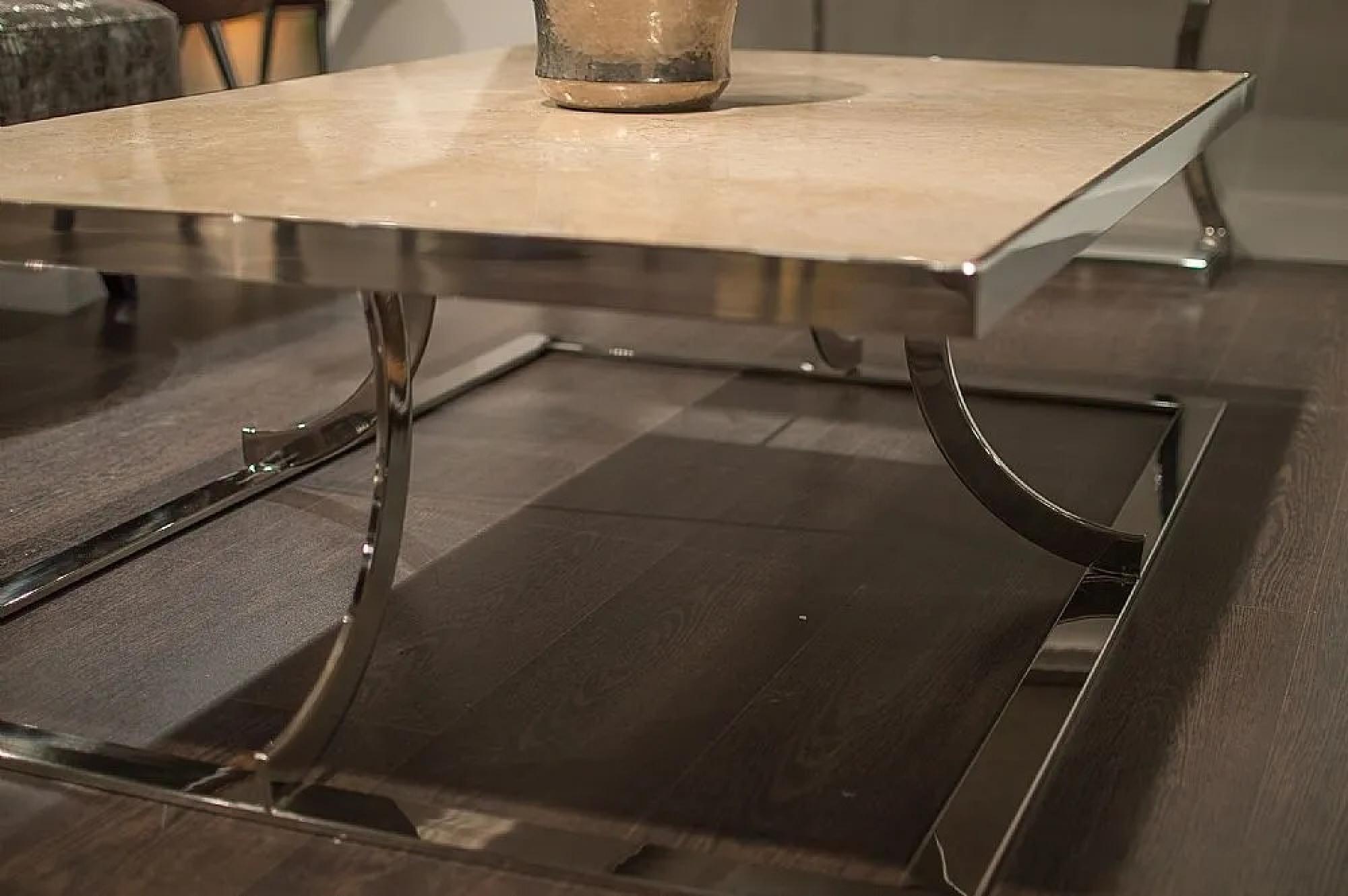 Product photograph of Clearance - Stone International Aurora Coffee Table - Real Marble And Polished Stainless Steel - B187 from Choice Furniture Superstore.