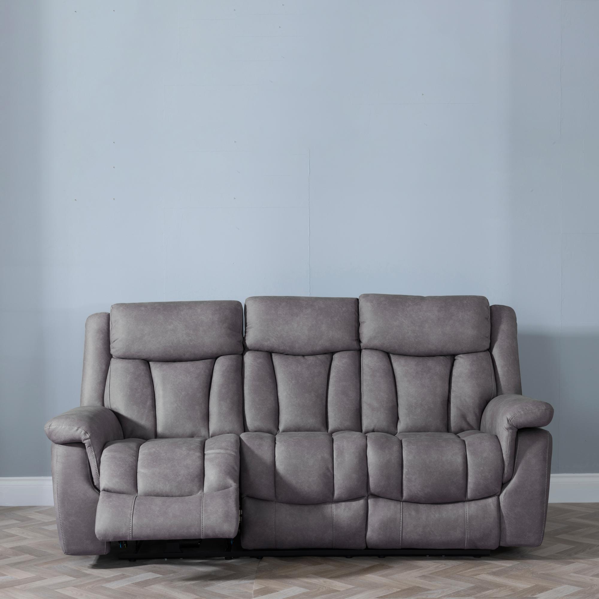 Product photograph of Dylan Grey Fabric 3 Seater Electric Recliner Sofa from Choice Furniture Superstore.