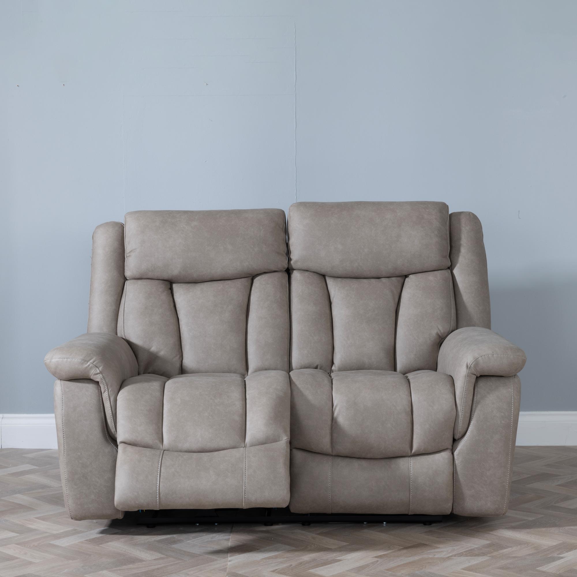 Product photograph of Dylan Sandstone Fabric 2 Seater Electric Recliner Sofa from Choice Furniture Superstore.