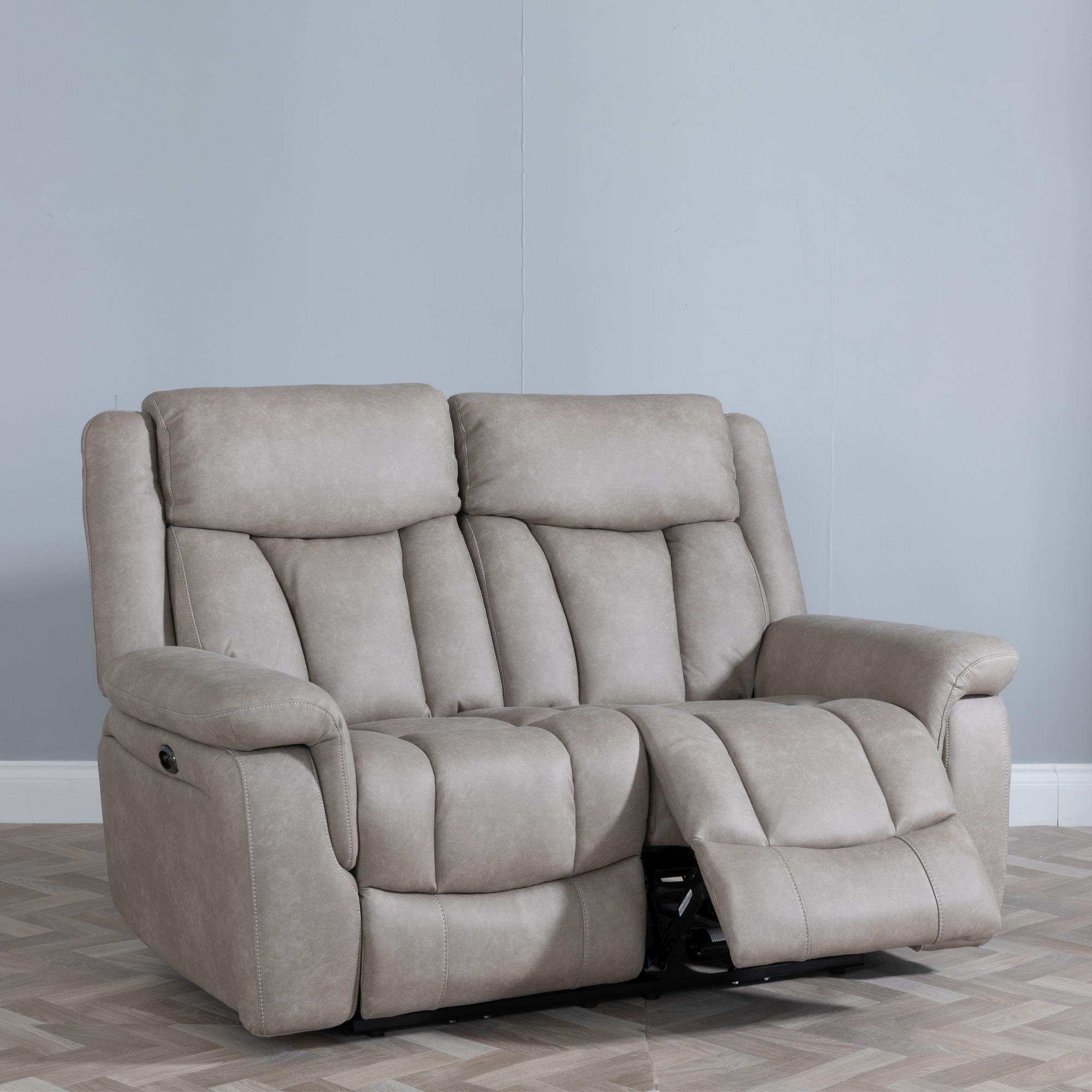 Product photograph of Dylan Sandstone Fabric 2 Seater Electric Recliner Sofa from Choice Furniture Superstore.