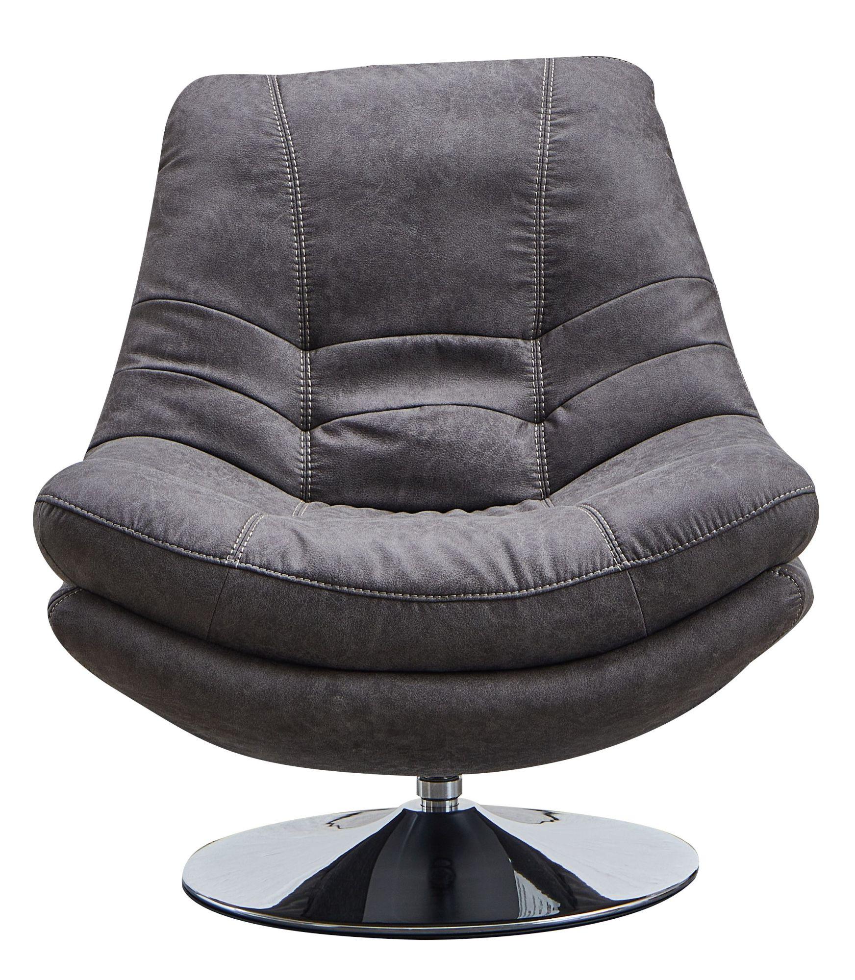 Product photograph of Vento Dark Grey Fabric Swivel Chair And Footstool from Choice Furniture Superstore.