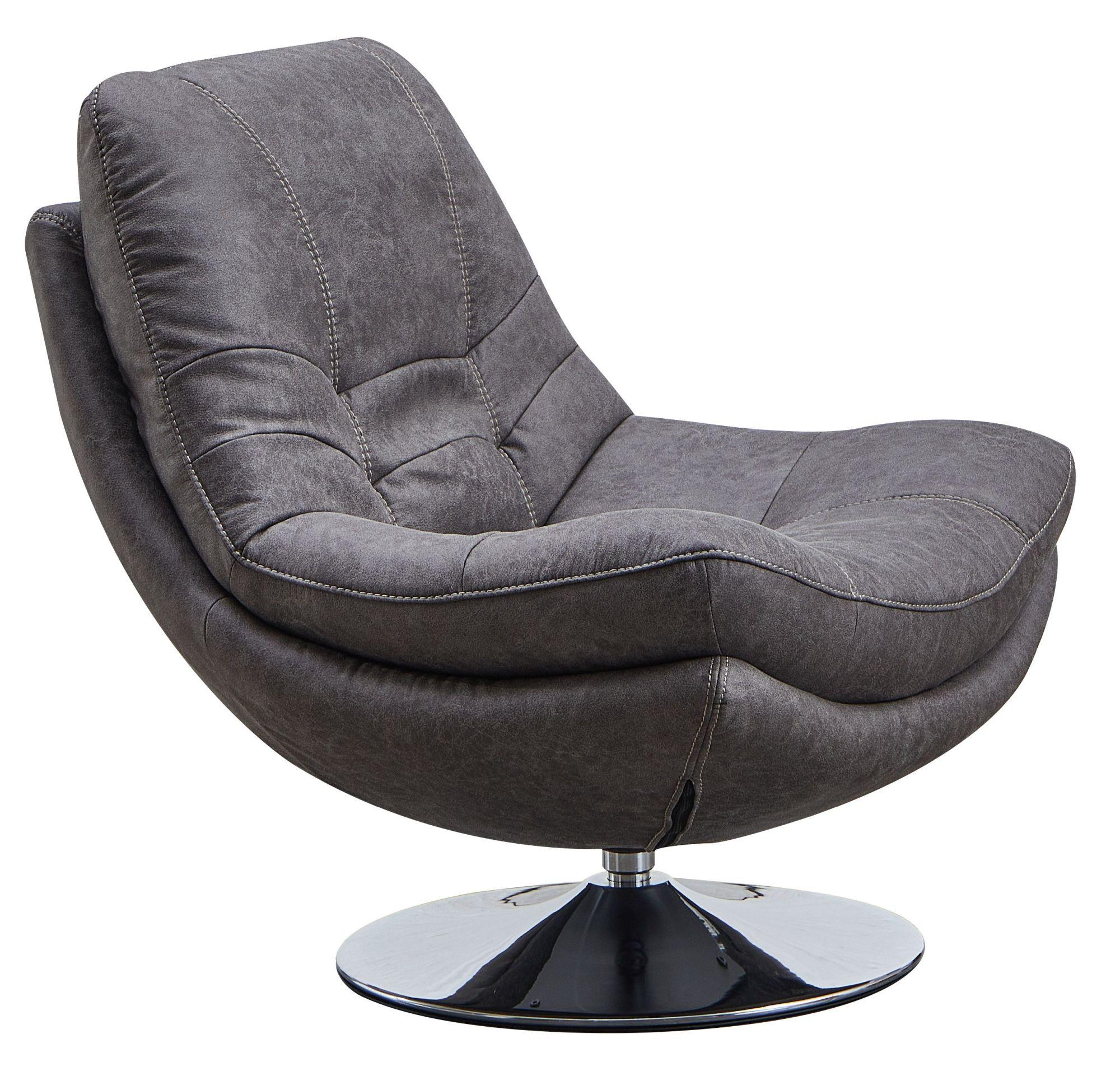 Product photograph of Vento Dark Grey Fabric Swivel Chair And Footstool from Choice Furniture Superstore.