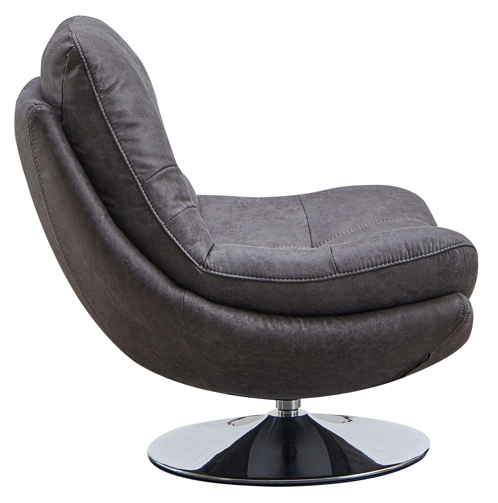 Product photograph of Vento Dark Grey Fabric Swivel Chair And Footstool from Choice Furniture Superstore.