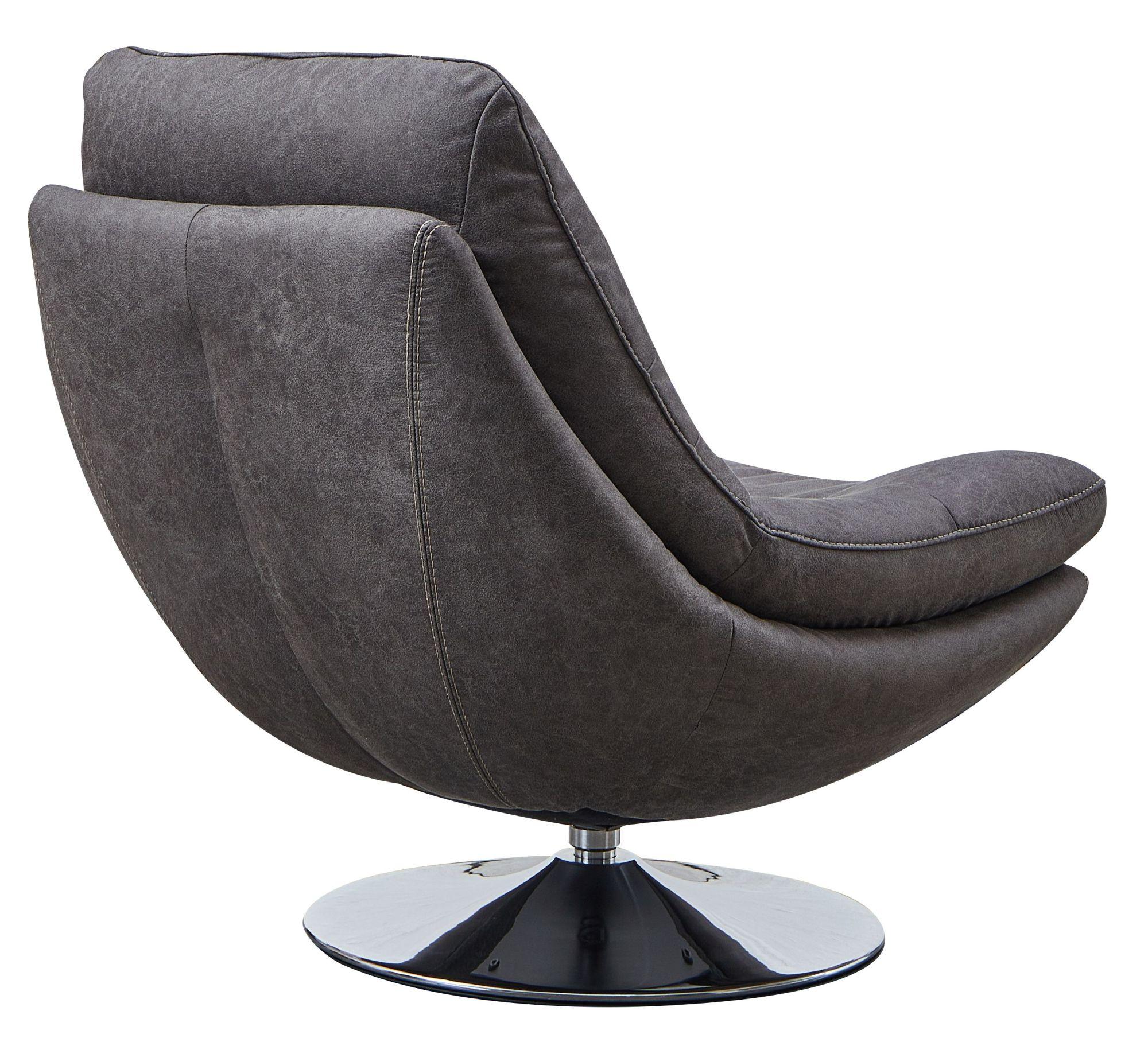 Product photograph of Vento Dark Grey Fabric Swivel Chair And Footstool from Choice Furniture Superstore.