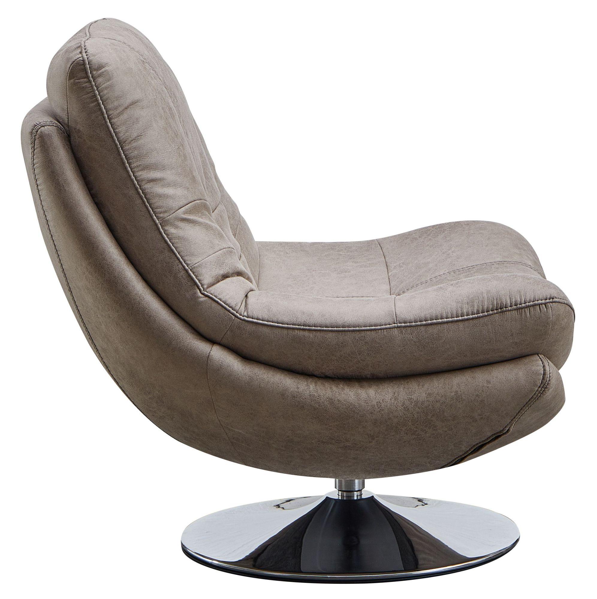 Product photograph of Vento Light Grey Fabric Swivel Chair And Footstool from Choice Furniture Superstore.