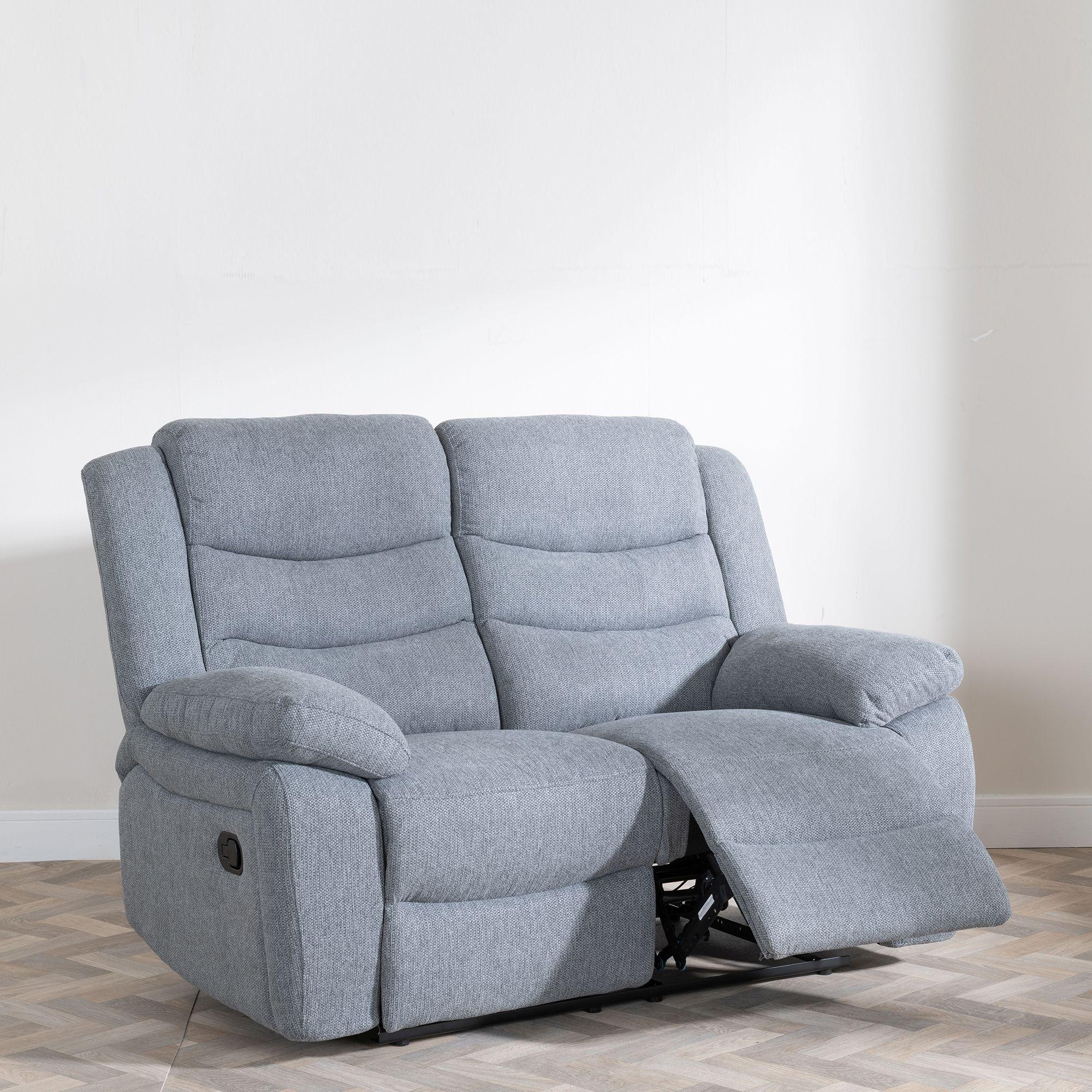 Product photograph of Windsor Grey Fabric 2 Seater Recliner Sofa from Choice Furniture Superstore.