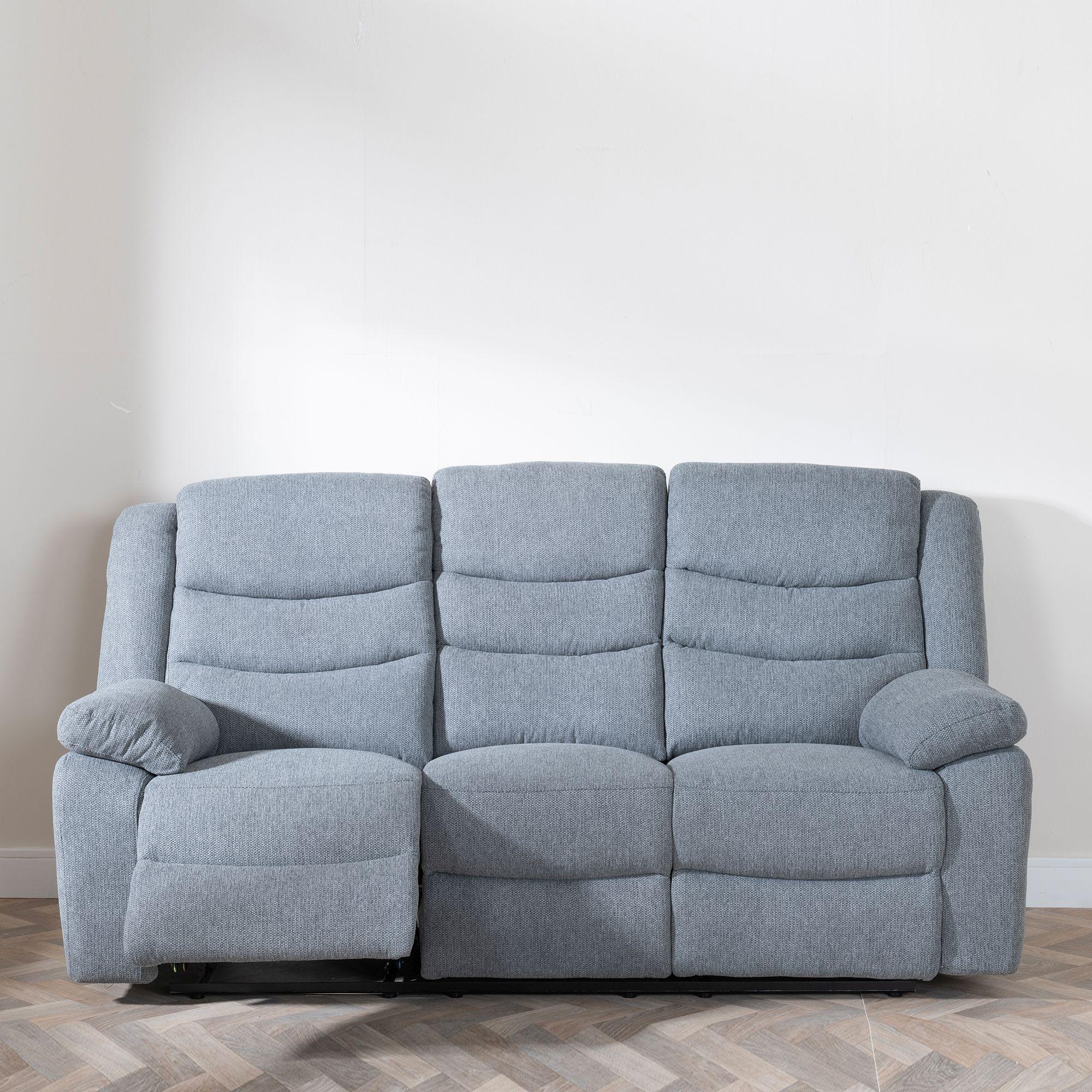 Product photograph of Sorrento Grey Fabric 3 Seater Recliner Sofa from Choice Furniture Superstore.