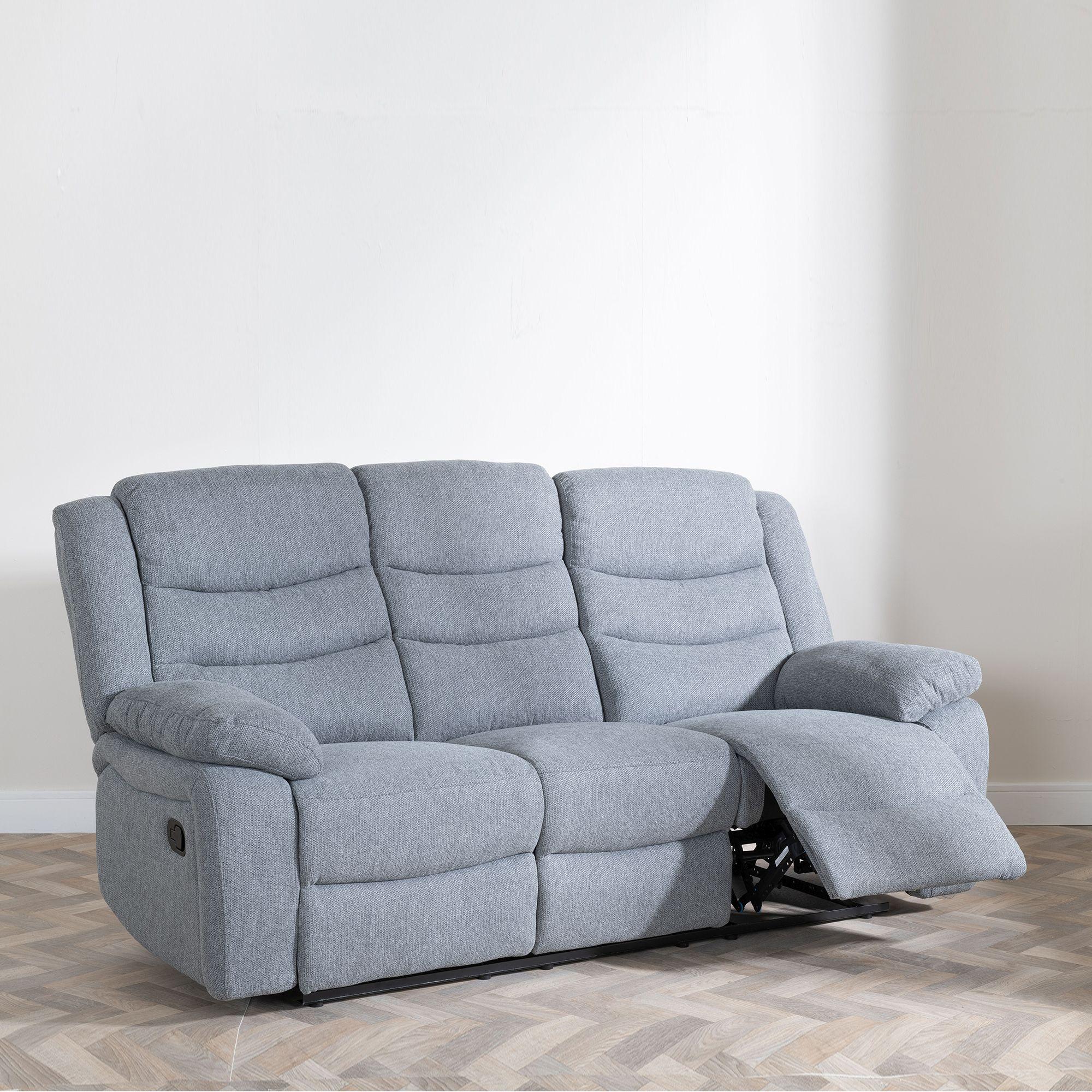 Product photograph of Sorrento Grey Fabric 3 Seater Recliner Sofa from Choice Furniture Superstore.