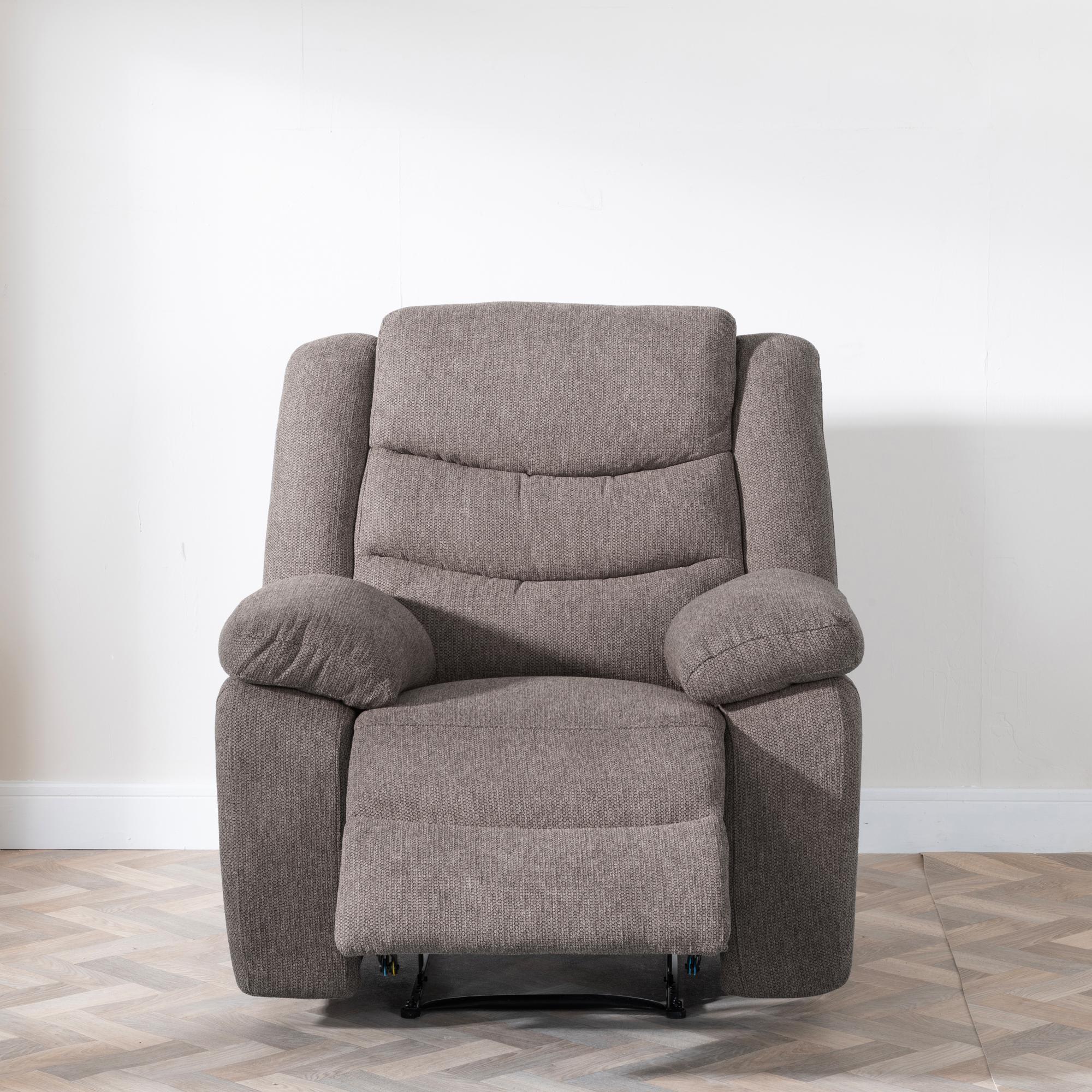 Product photograph of Sorrento Brown Fabric Recliner Armchair from Choice Furniture Superstore.