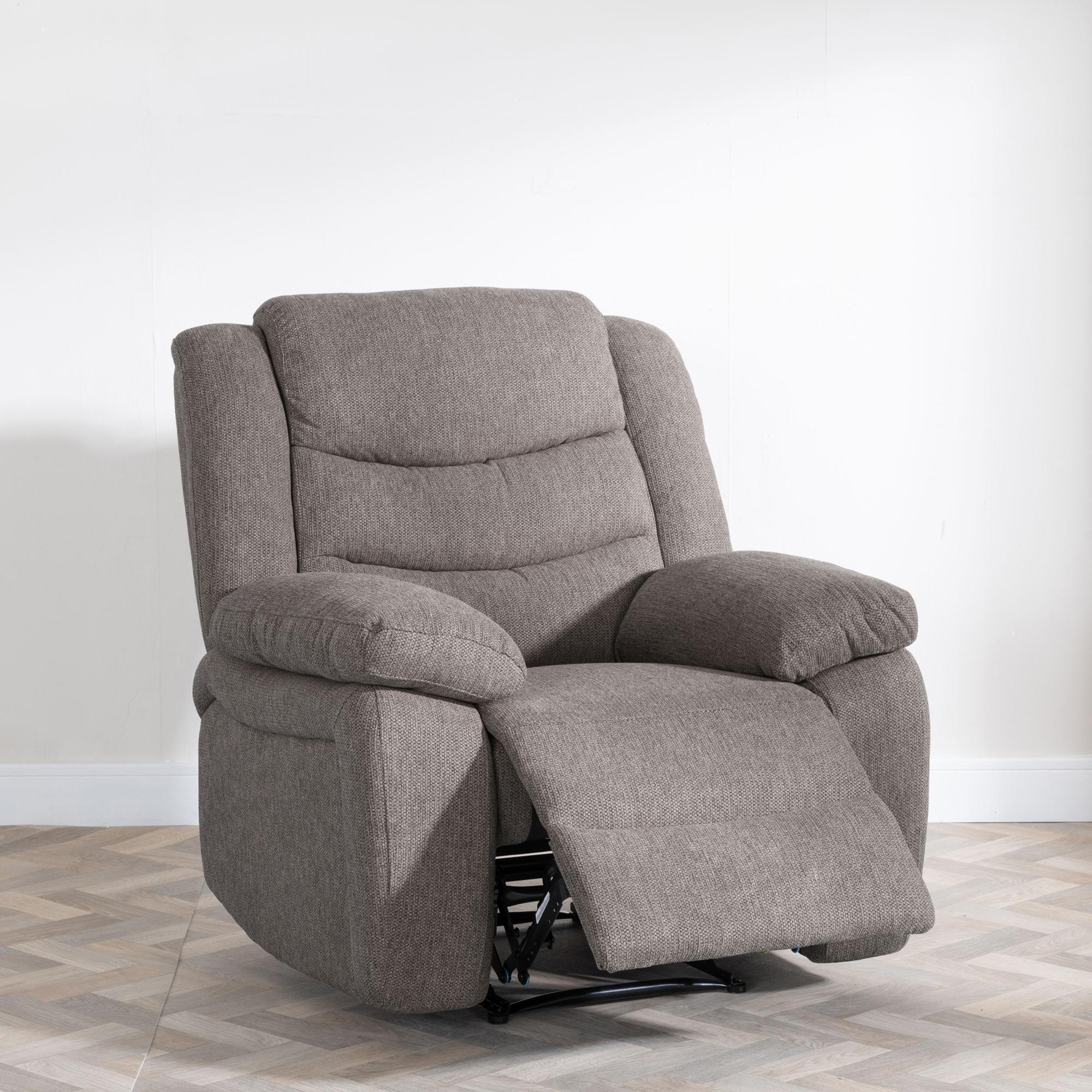 Product photograph of Sorrento Brown Fabric Recliner Armchair from Choice Furniture Superstore.