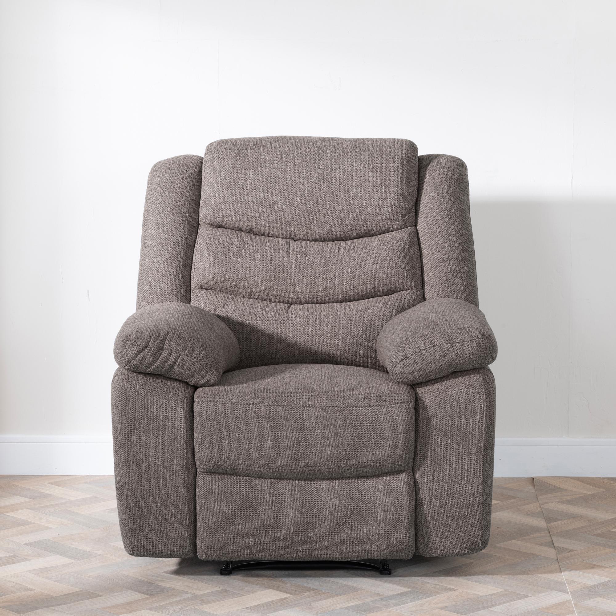 Product photograph of Sorrento Brown Fabric Recliner Armchair from Choice Furniture Superstore.