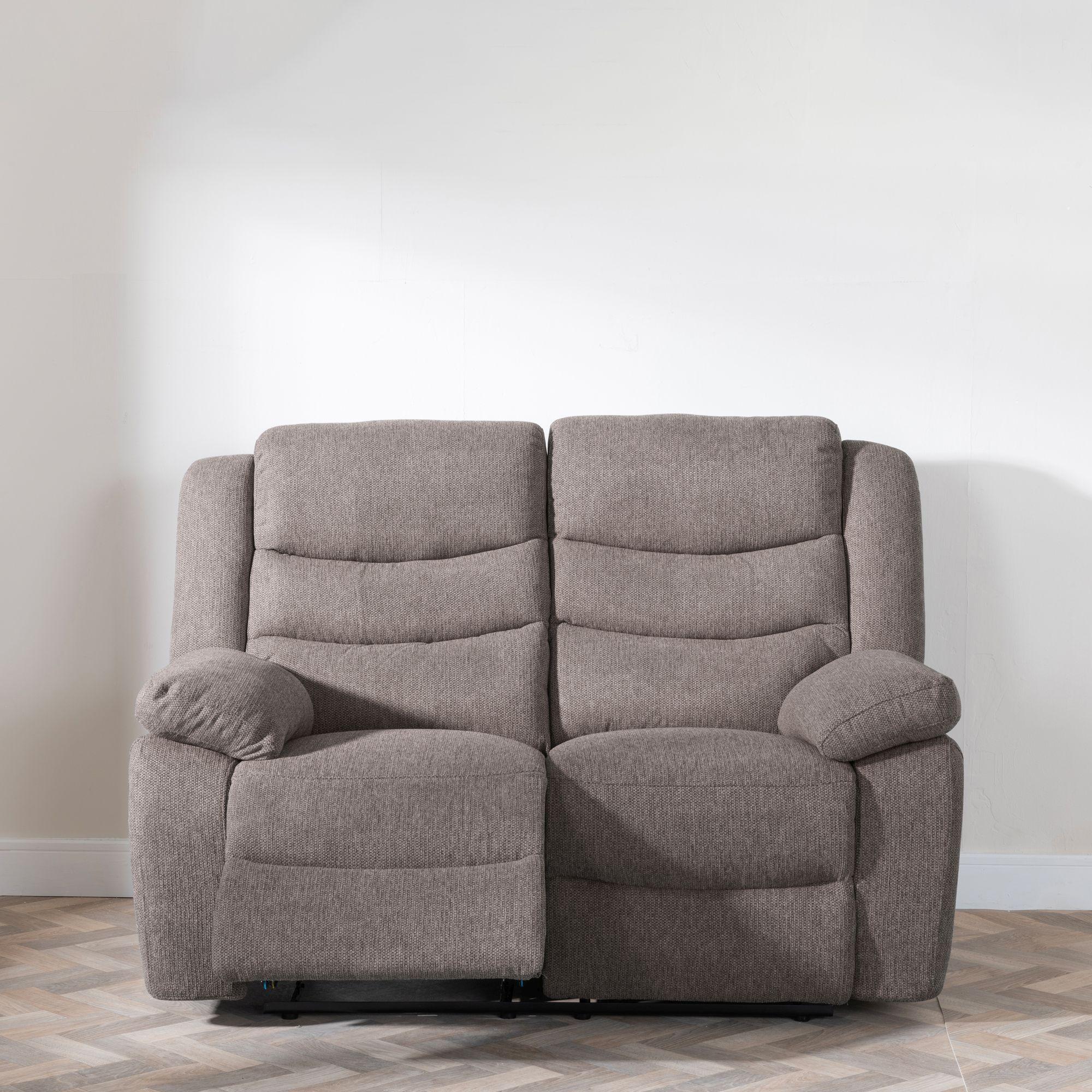 Product photograph of Sorrento Brown Fabric 2 Seater Recliner Sofa from Choice Furniture Superstore.