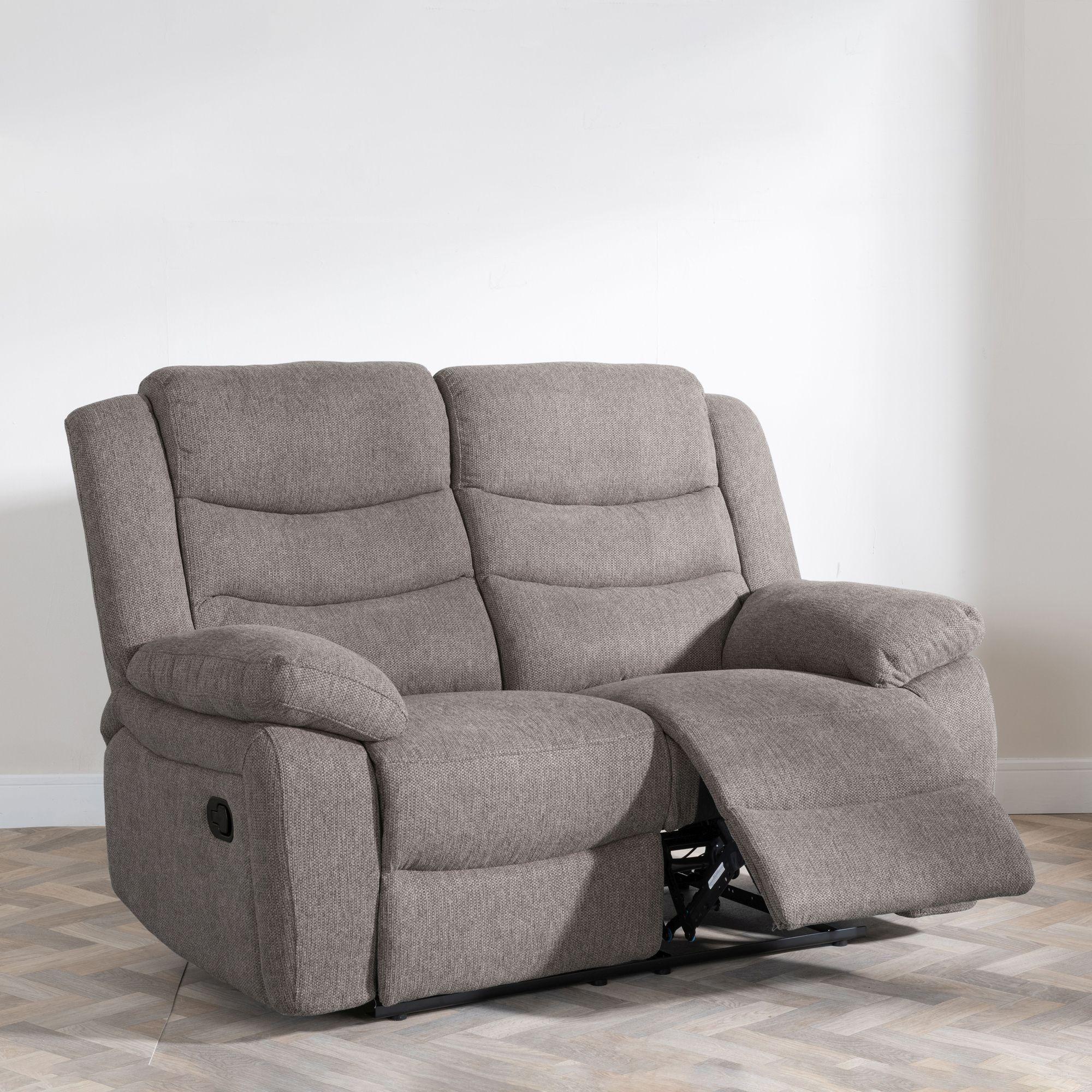 Product photograph of Sorrento Brown Fabric 2 Seater Recliner Sofa from Choice Furniture Superstore.