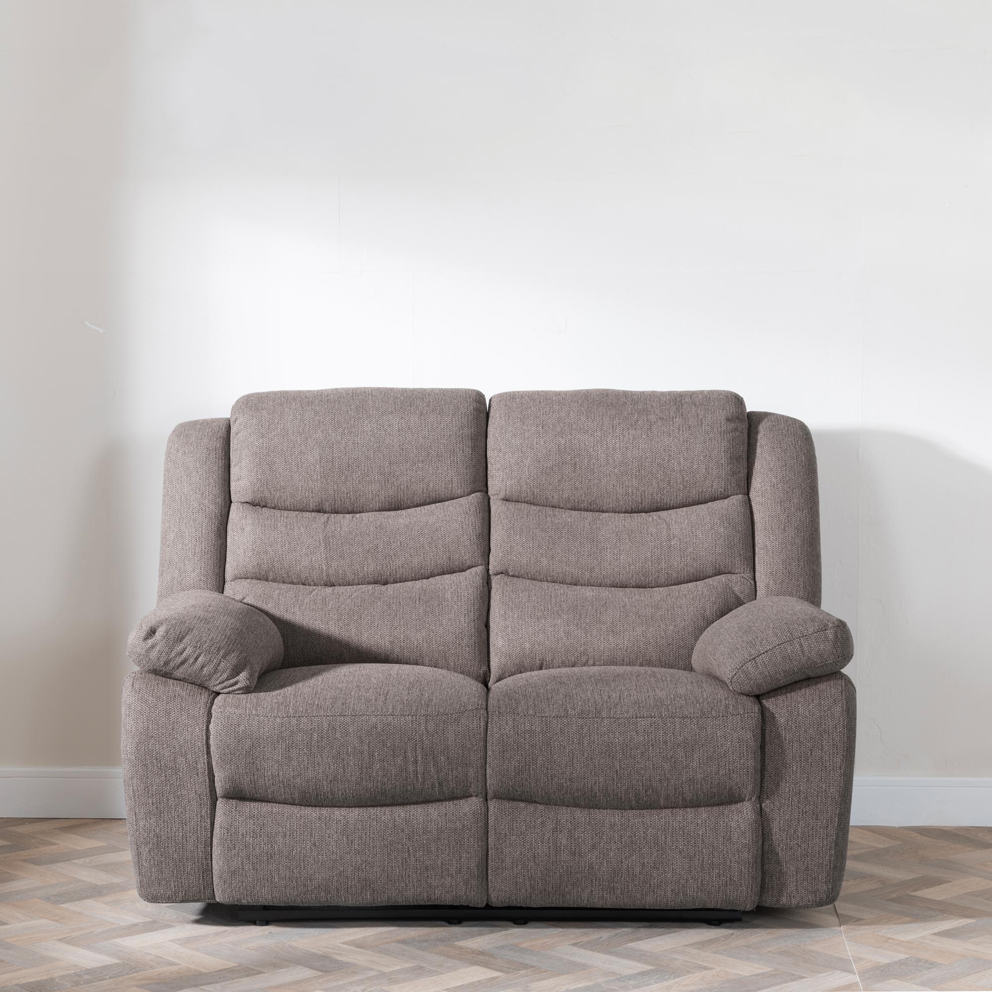 Product photograph of Sorrento Brown Fabric 2 Seater Recliner Sofa from Choice Furniture Superstore.