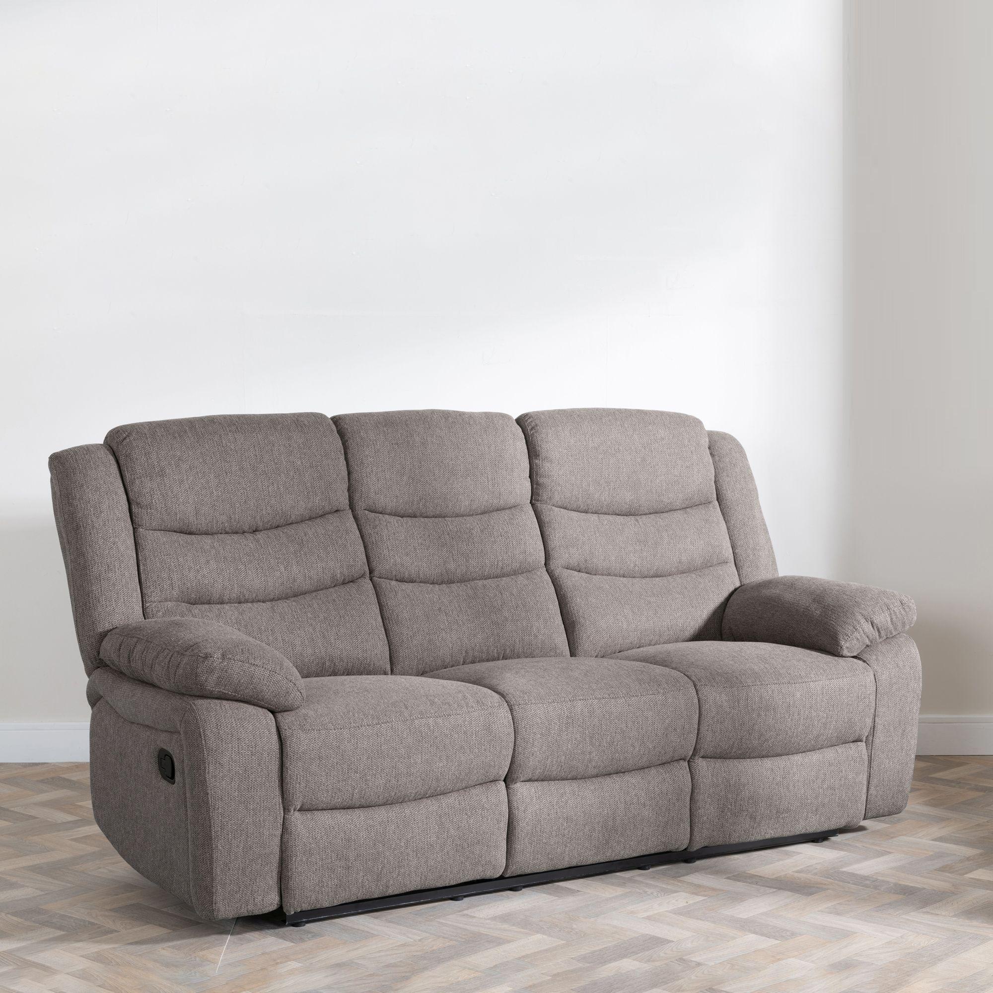 Product photograph of Sorrento Brown Fabric Recliner Sofa Set from Choice Furniture Superstore.